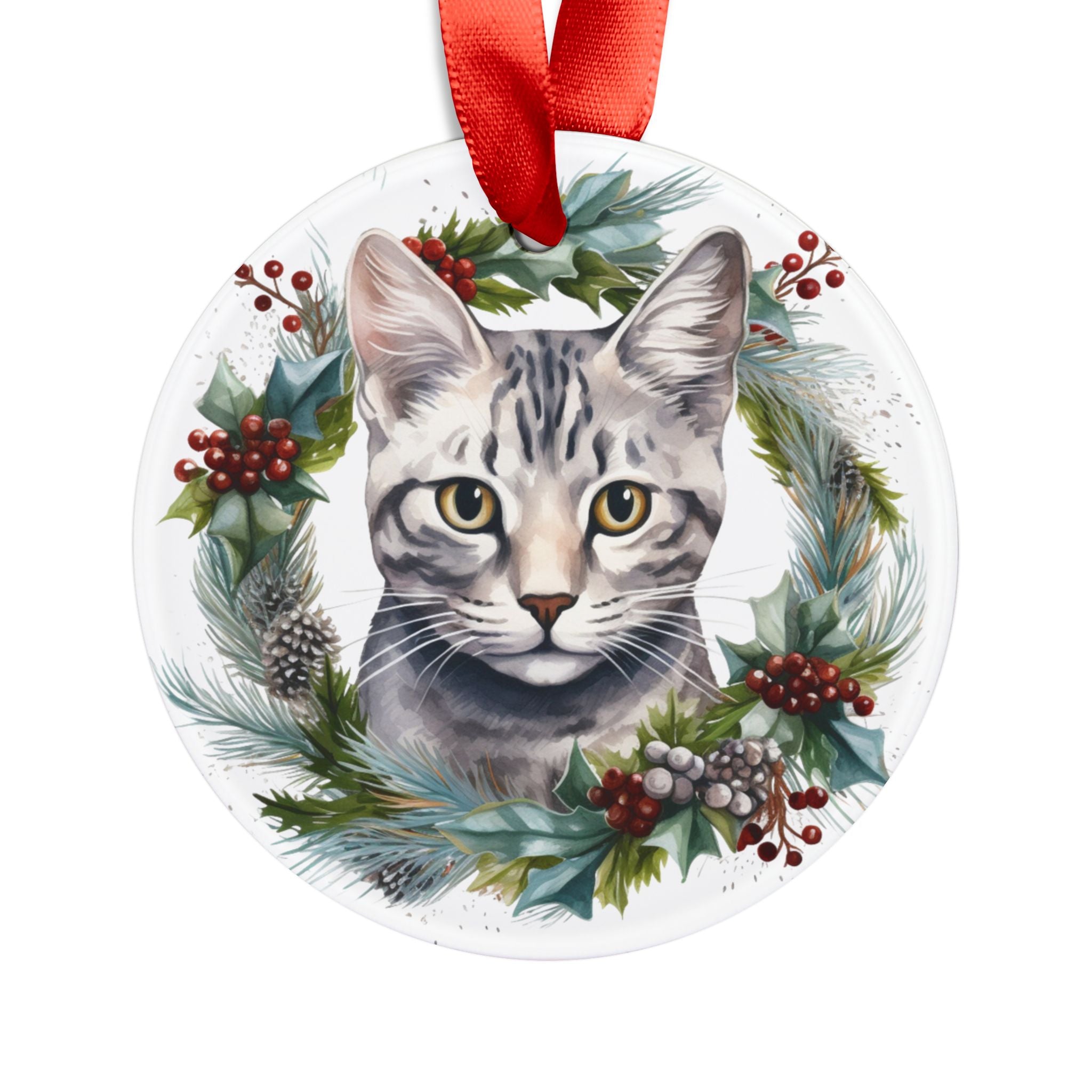 24 Breeds Christmas Cat Ornament with Ribbon