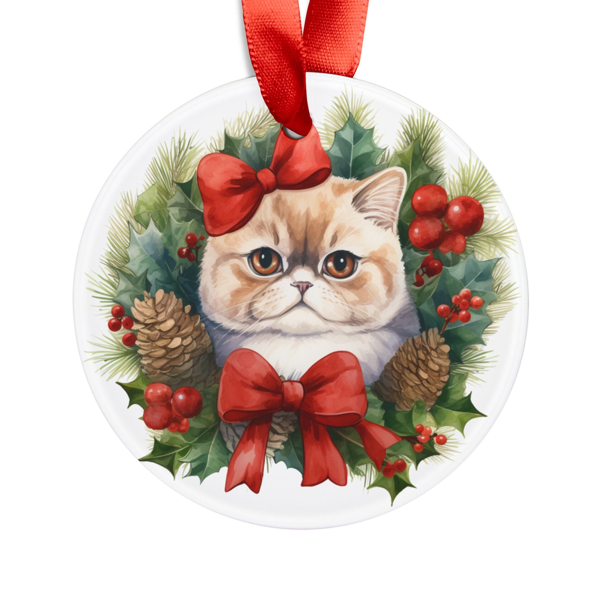 24 Breeds Christmas Cat Ornament with Ribbon