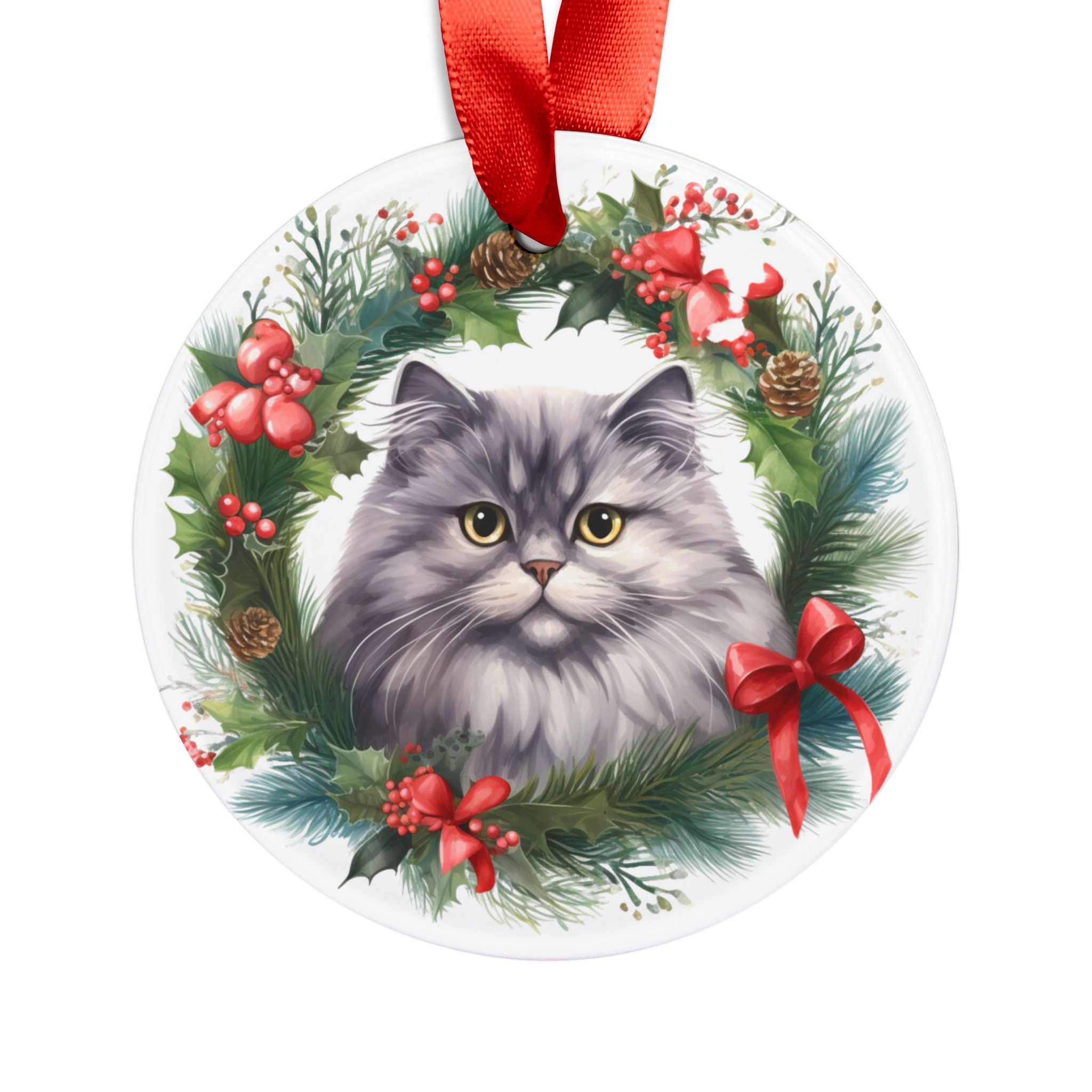 24 Breeds Christmas Cat Ornament with Ribbon