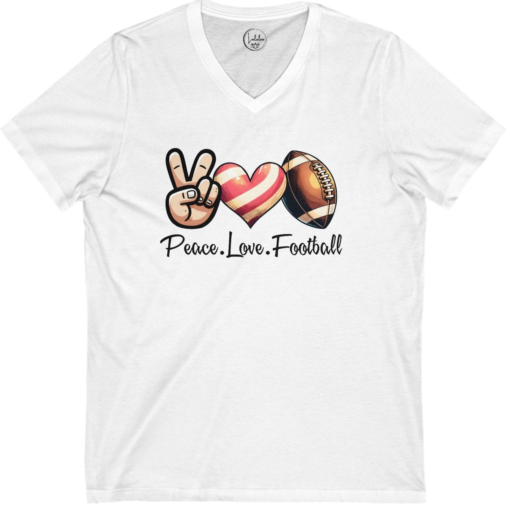 Peace, Love, Football V-Neck Tee