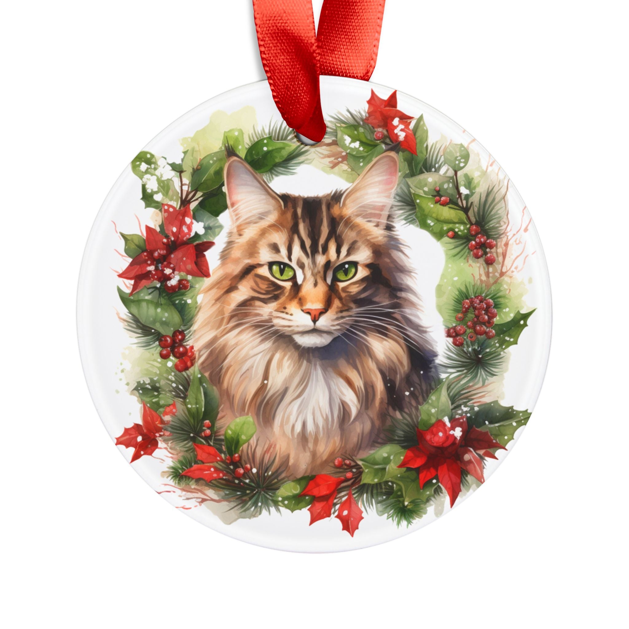 24 Breeds Christmas Cat Ornament with Ribbon