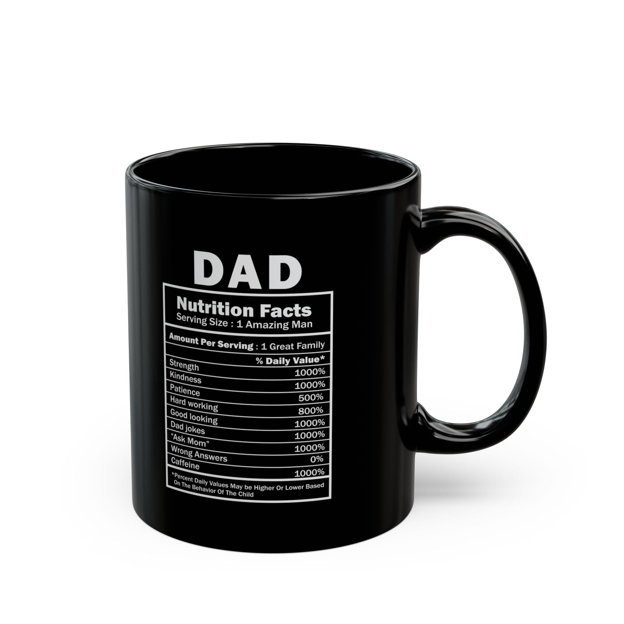 Dad Nutrition Facts Black