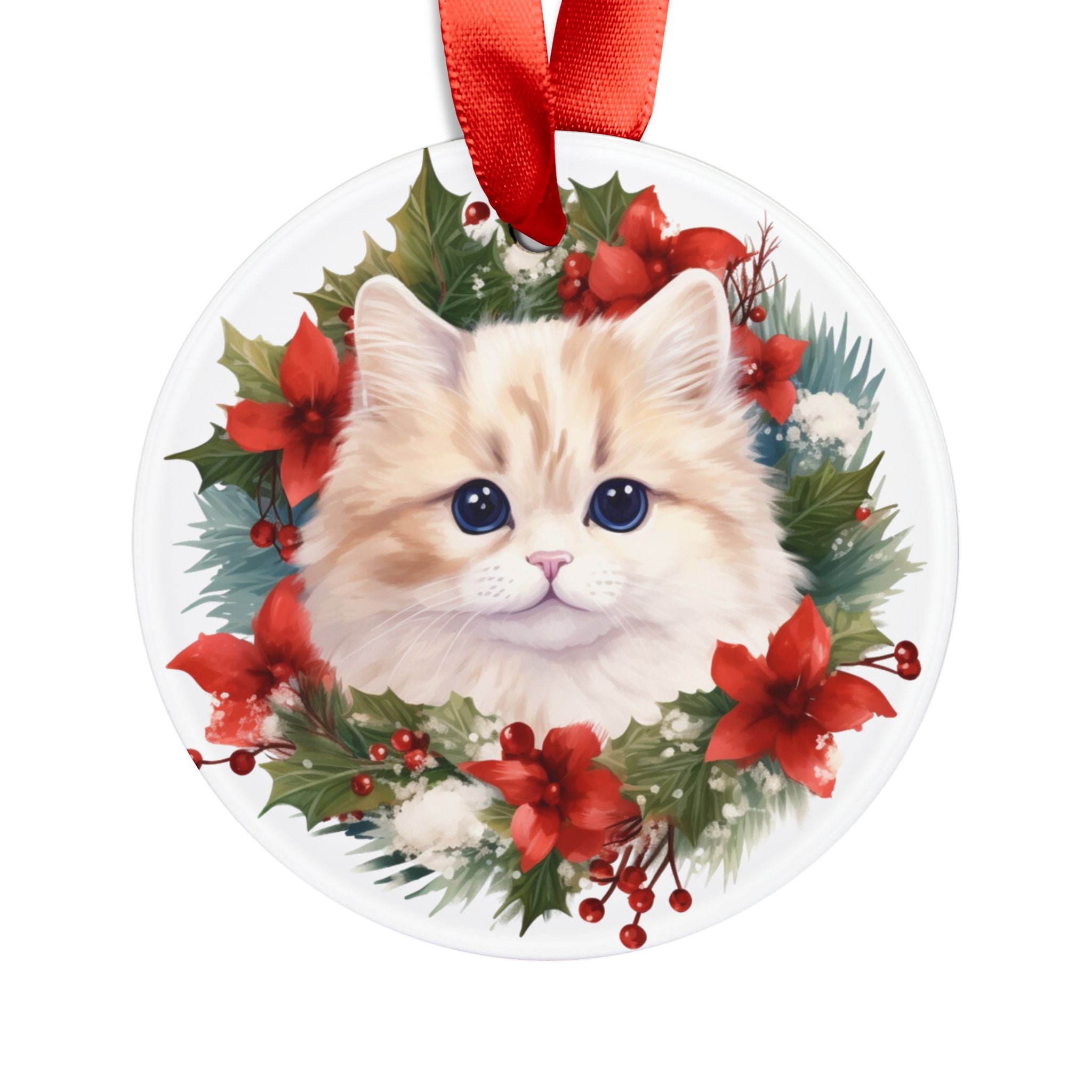 24 Breeds Christmas Cat Ornament with Ribbon