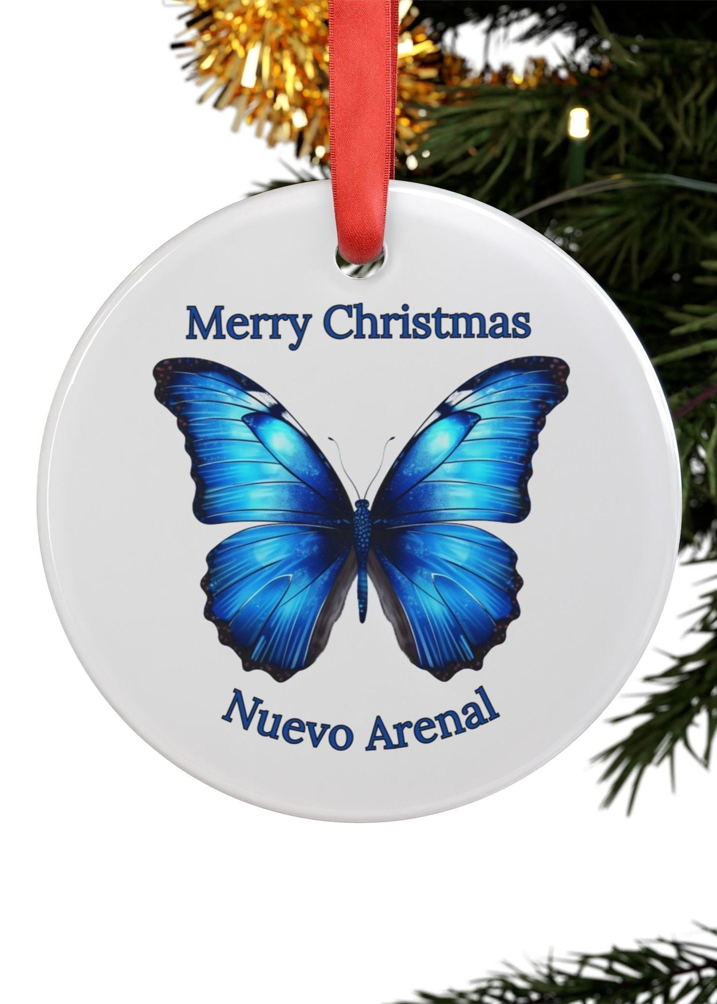 Merry Christmas Blue Morpho Butterfly