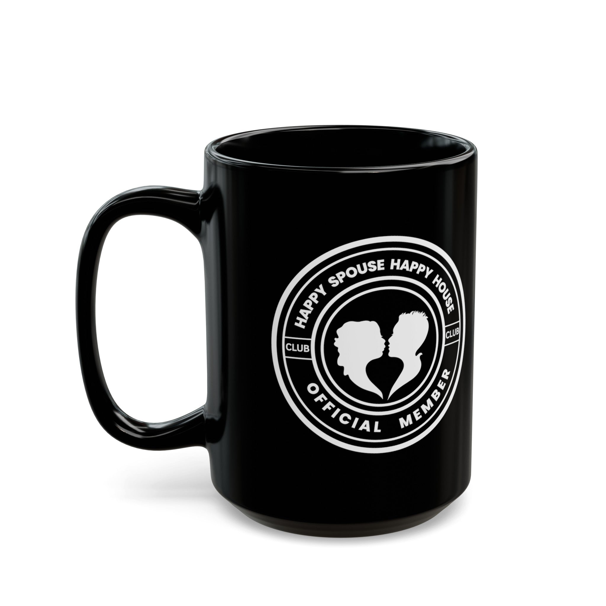 Lesbian Happy Spouse Happy House Black Mug (15oz)