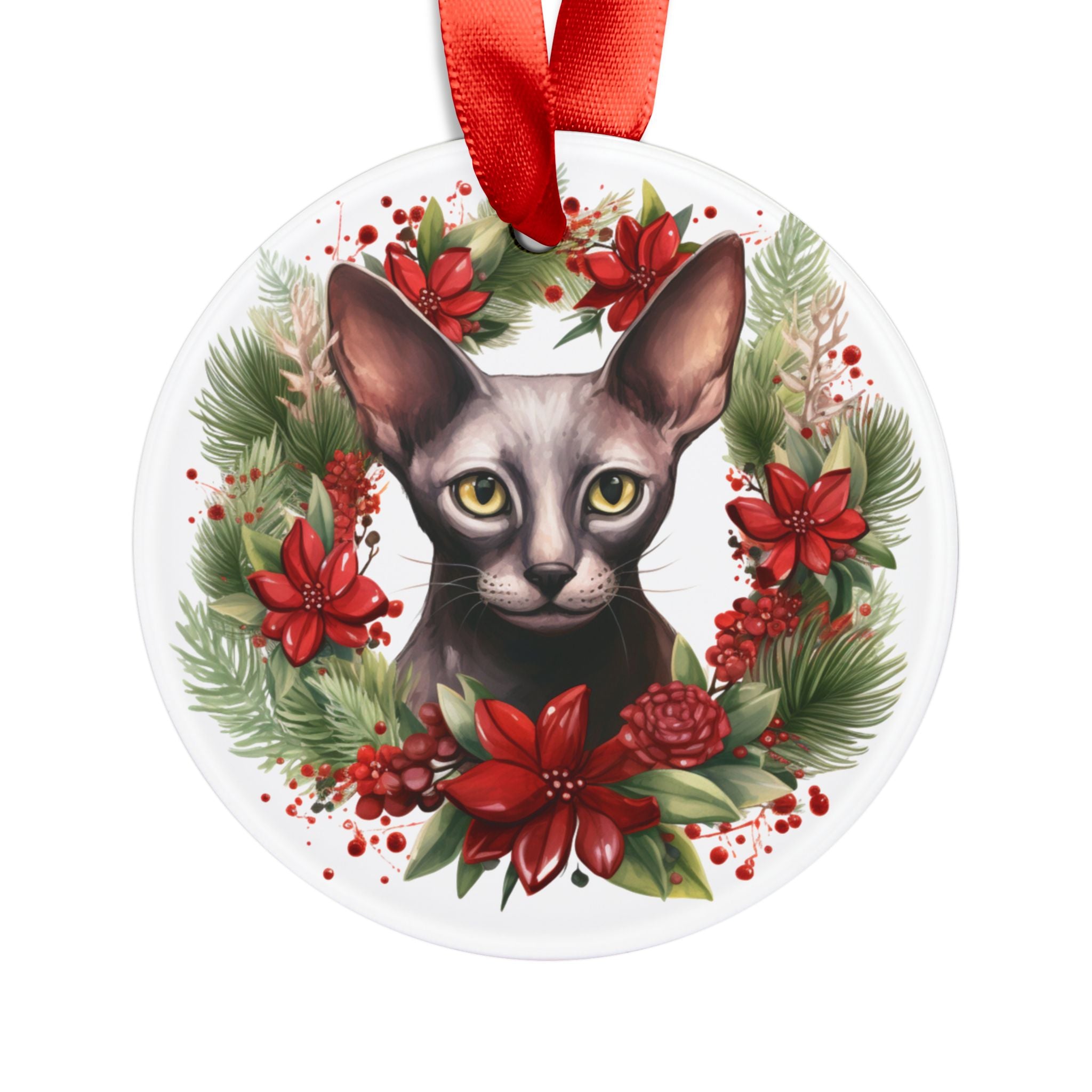 24 Breeds Christmas Cat Ornament with Ribbon