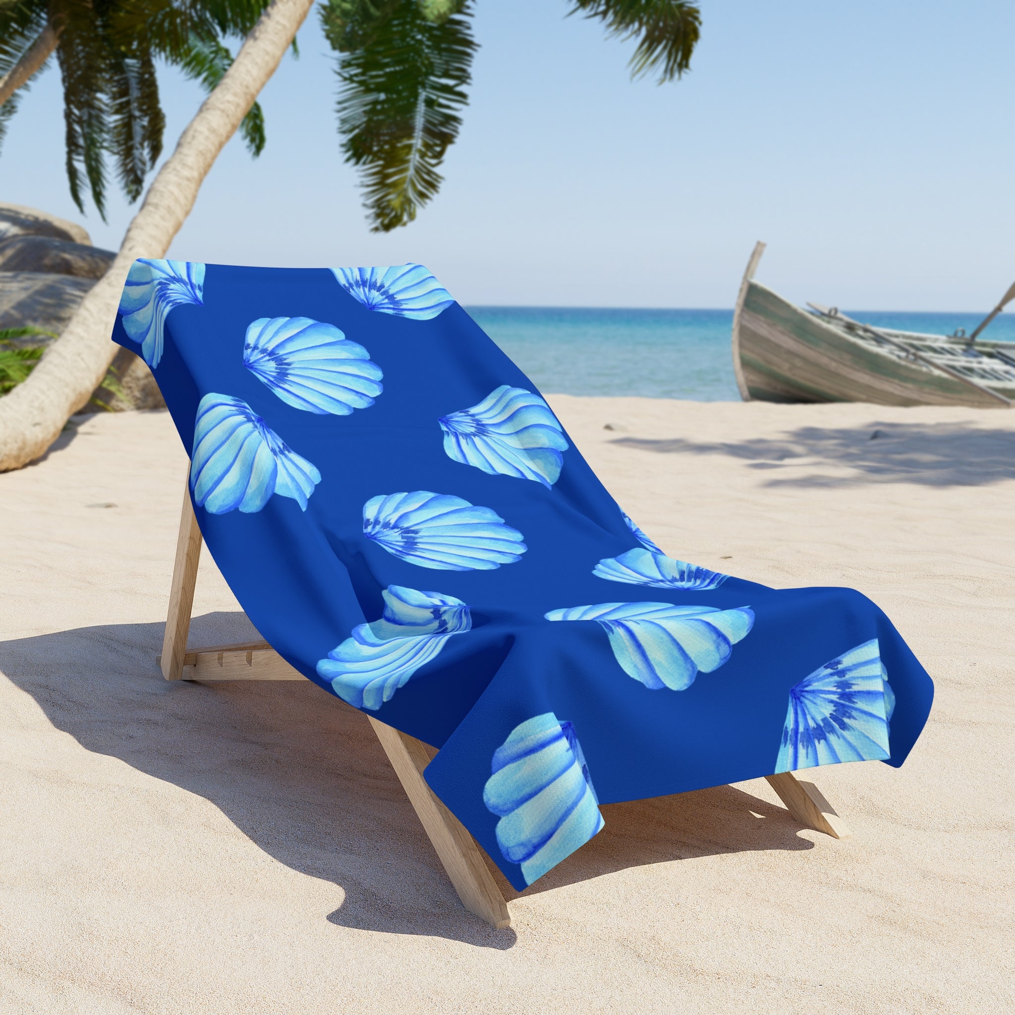 Blue Seashell  Beach Towel - 2 Sizes