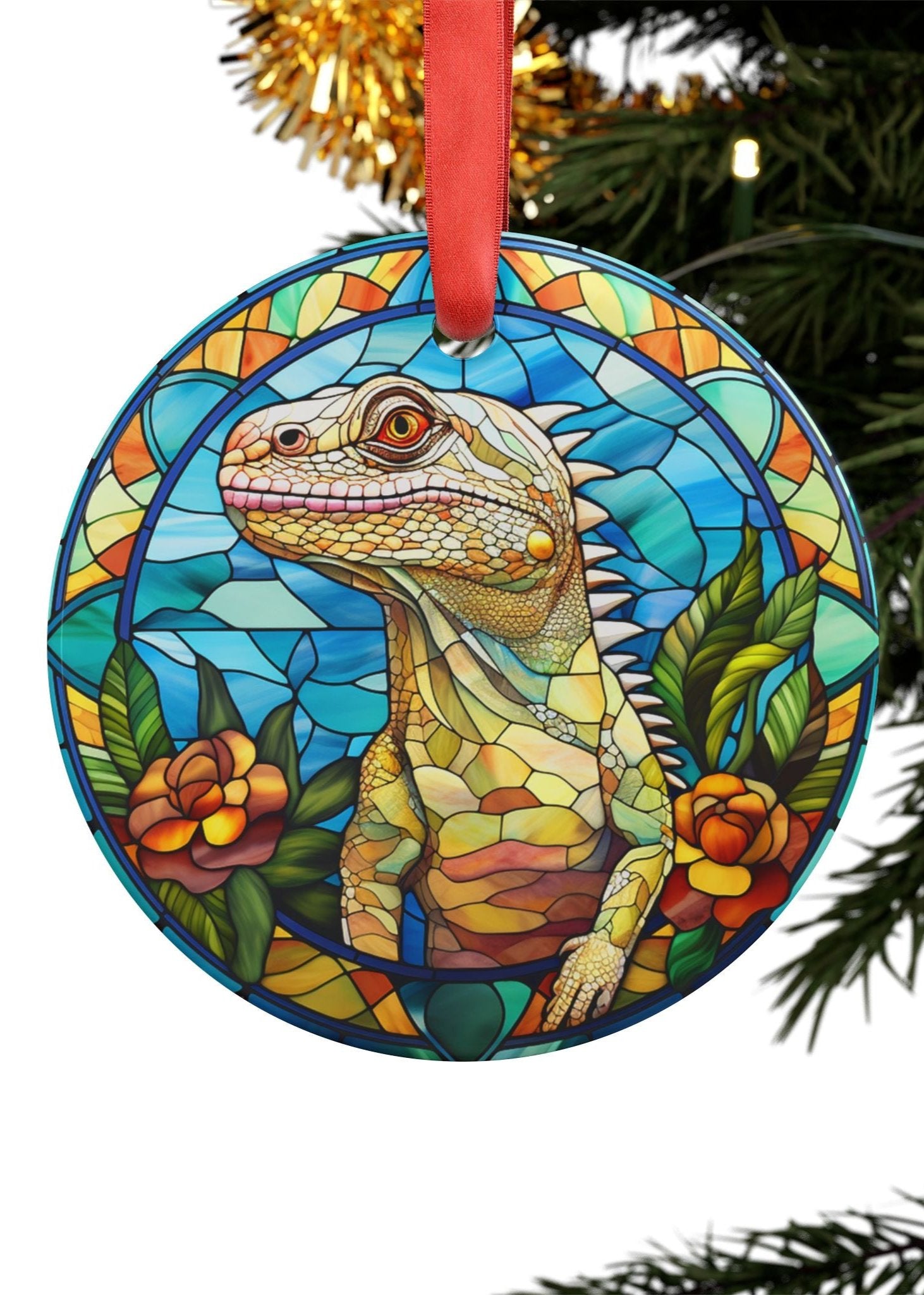 Iguana Christmas Ornament with Ribbon