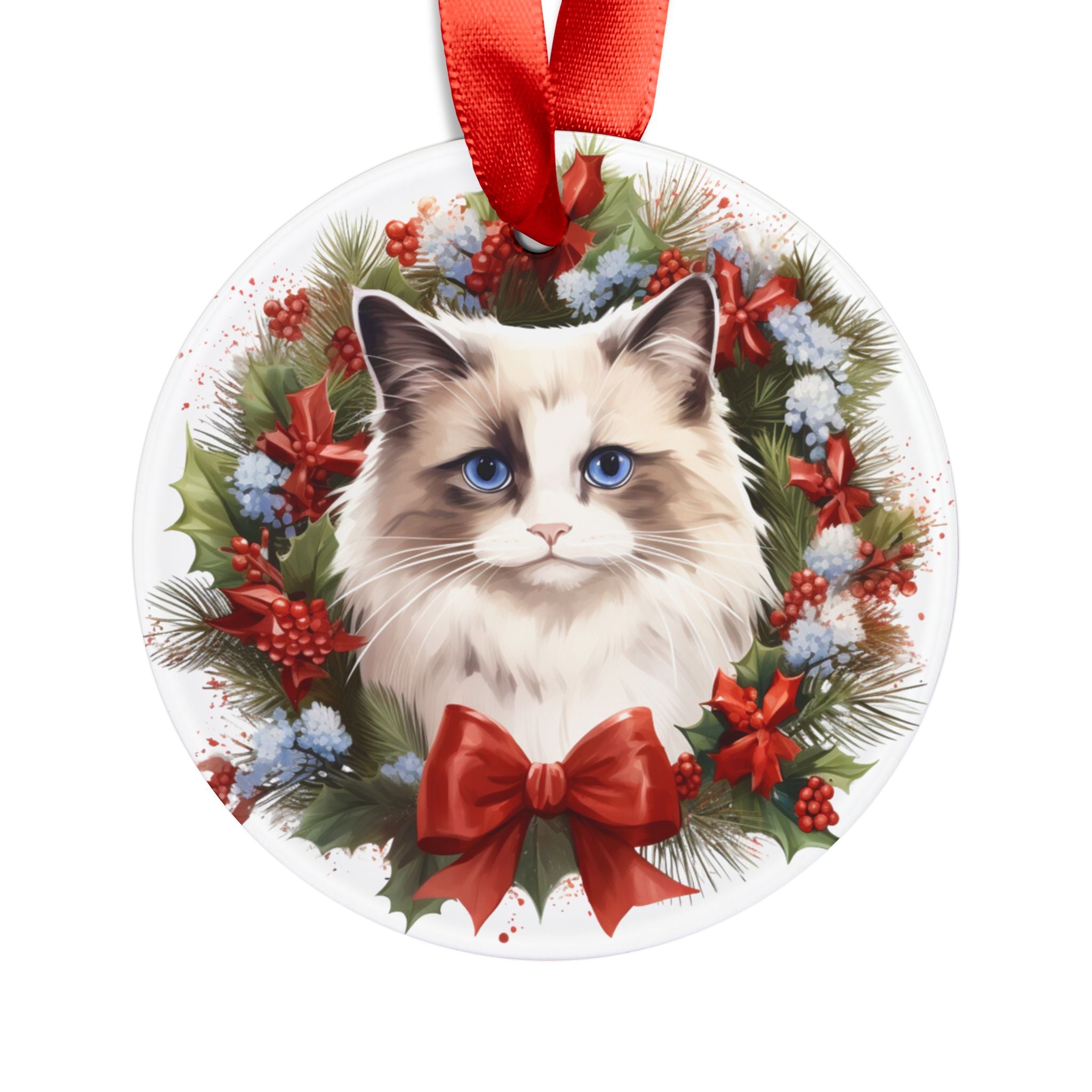 24 Breeds Christmas Cat Ornament with Ribbon