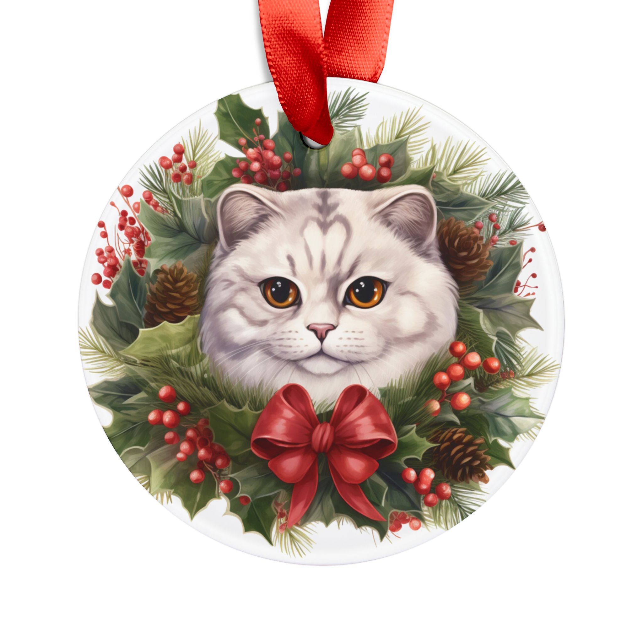 24 Breeds Christmas Cat Ornament with Ribbon