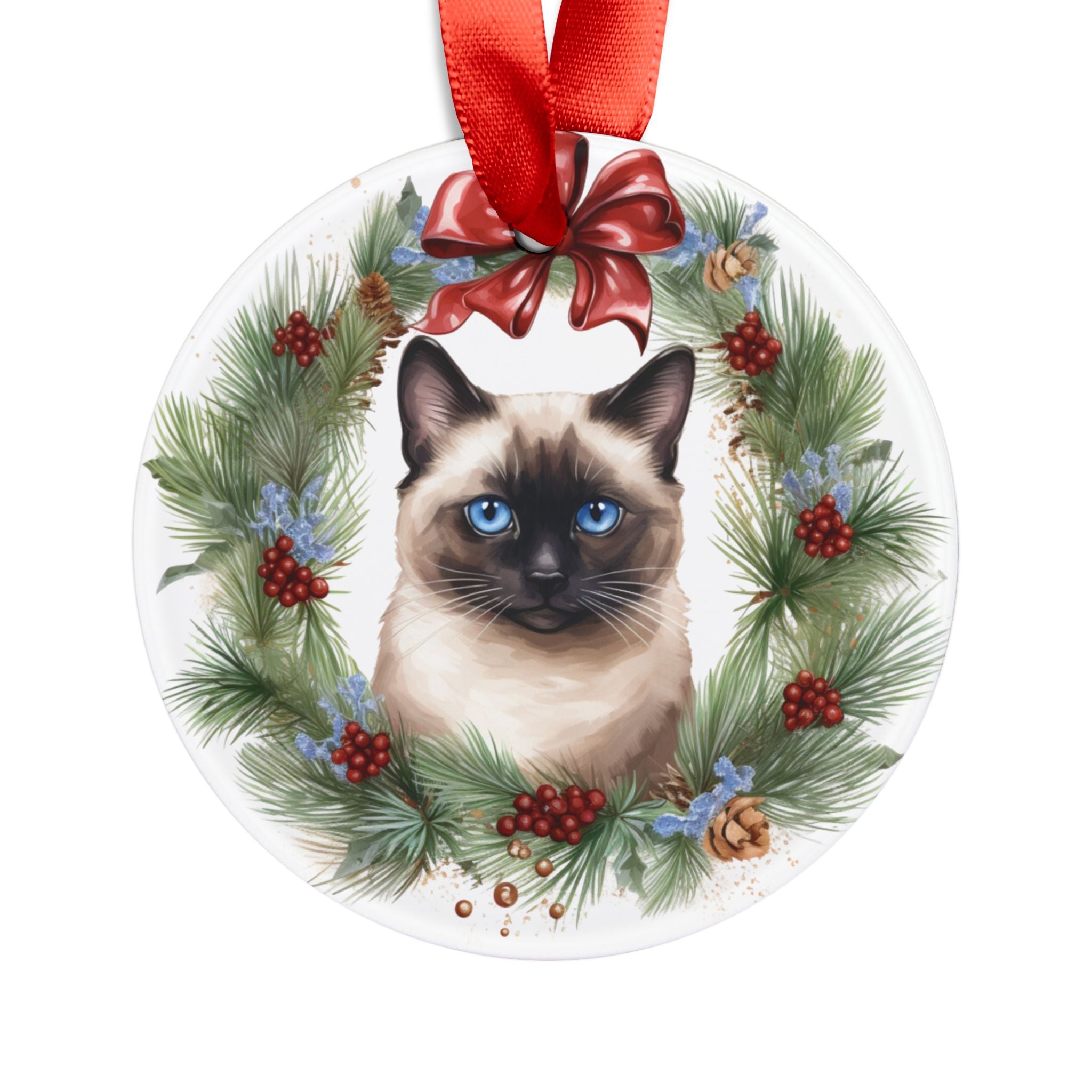 24 Breeds Christmas Cat Ornament with Ribbon