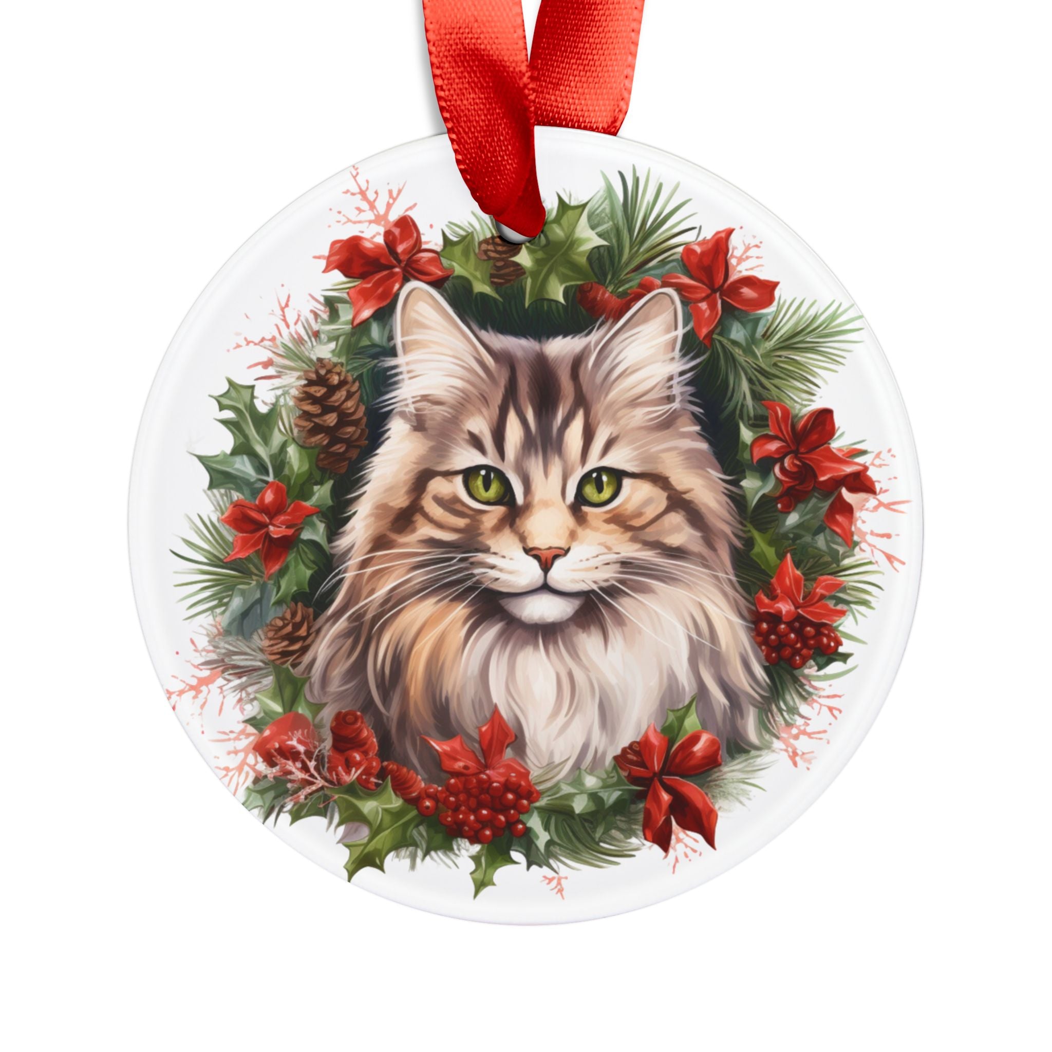 24 Breeds Christmas Cat Ornament with Ribbon