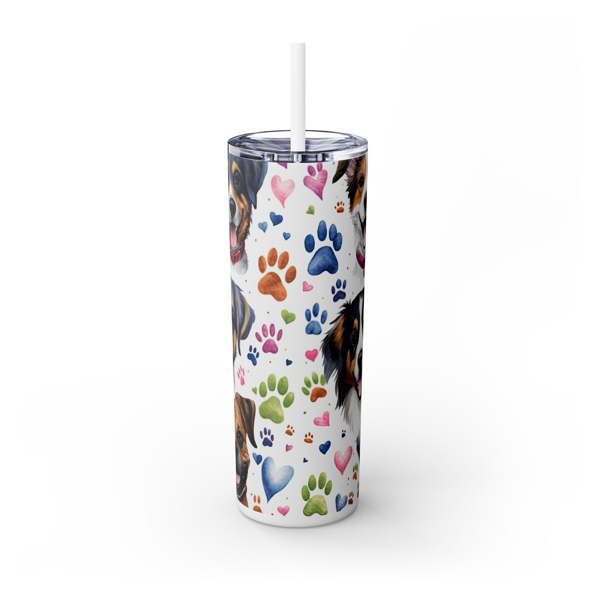 Life is Better with Dogs Skinny Tumbler with Straw, 20oz