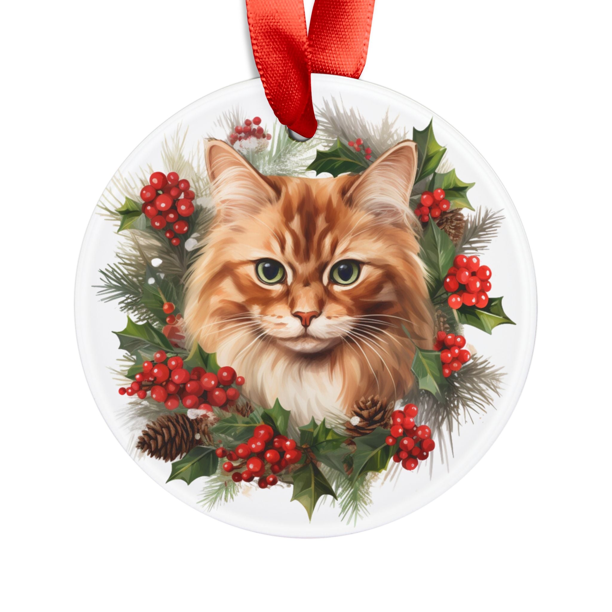 24 Breeds Christmas Cat Ornament with Ribbon