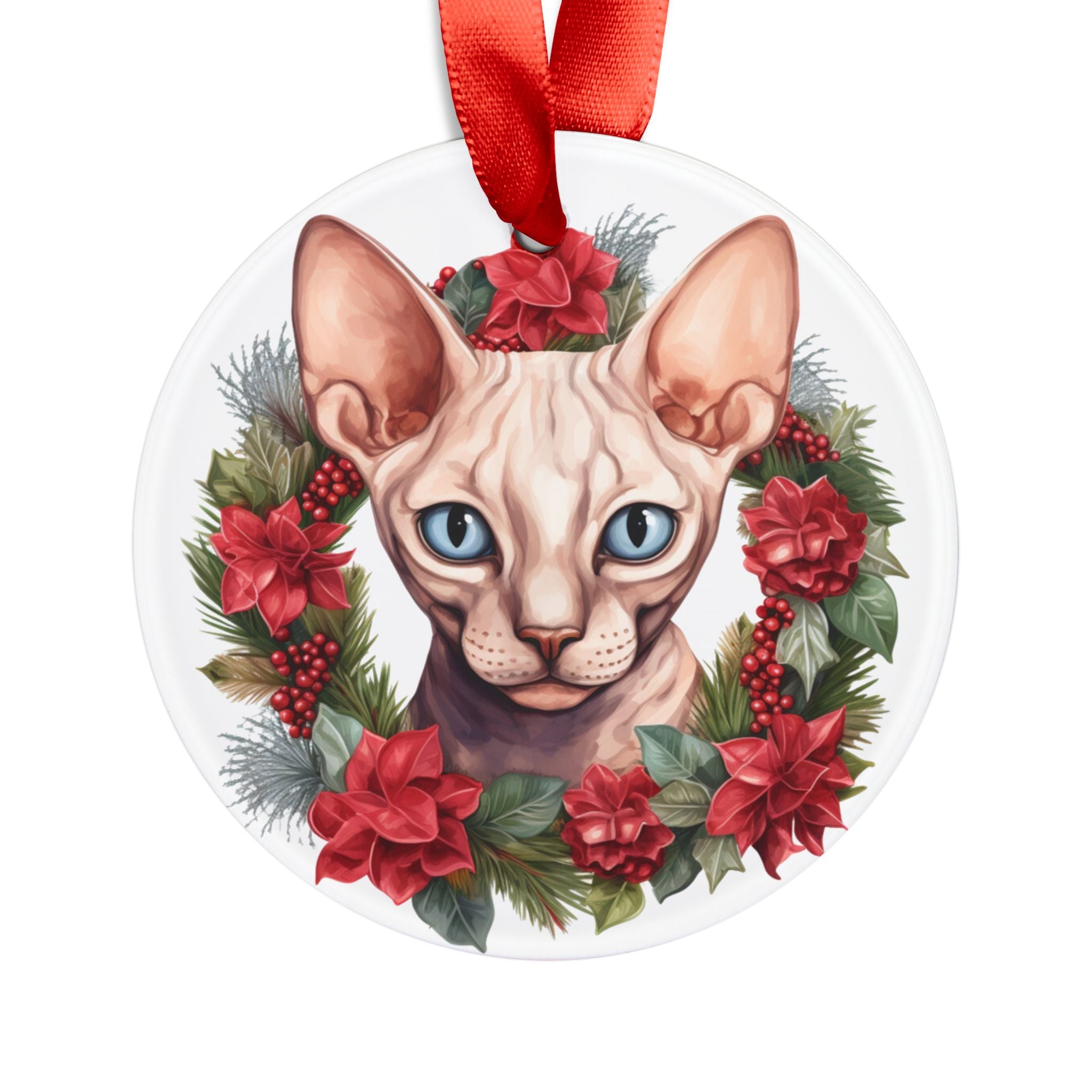 24 Breeds Christmas Cat Ornament with Ribbon