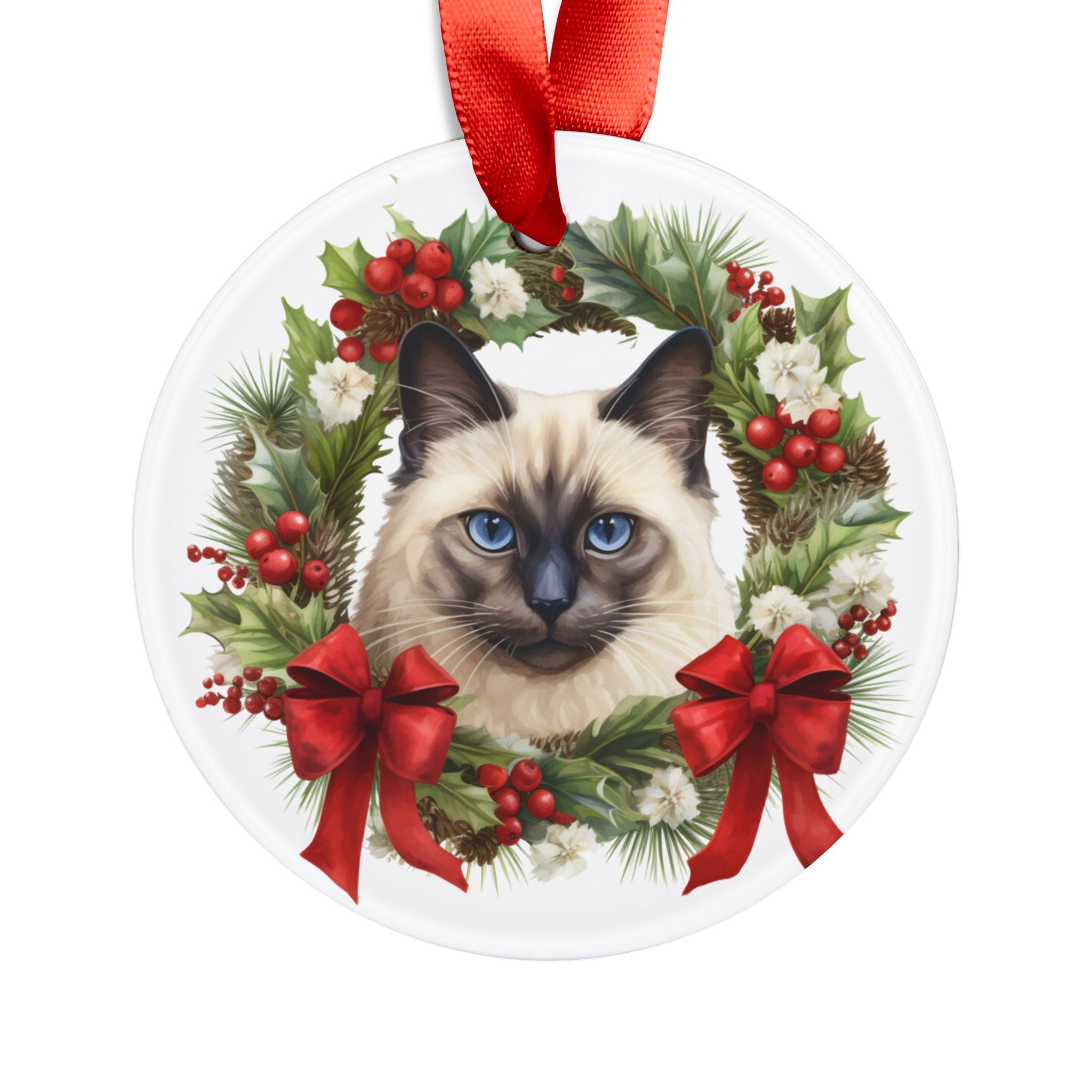24 Breeds Christmas Cat Ornament with Ribbon