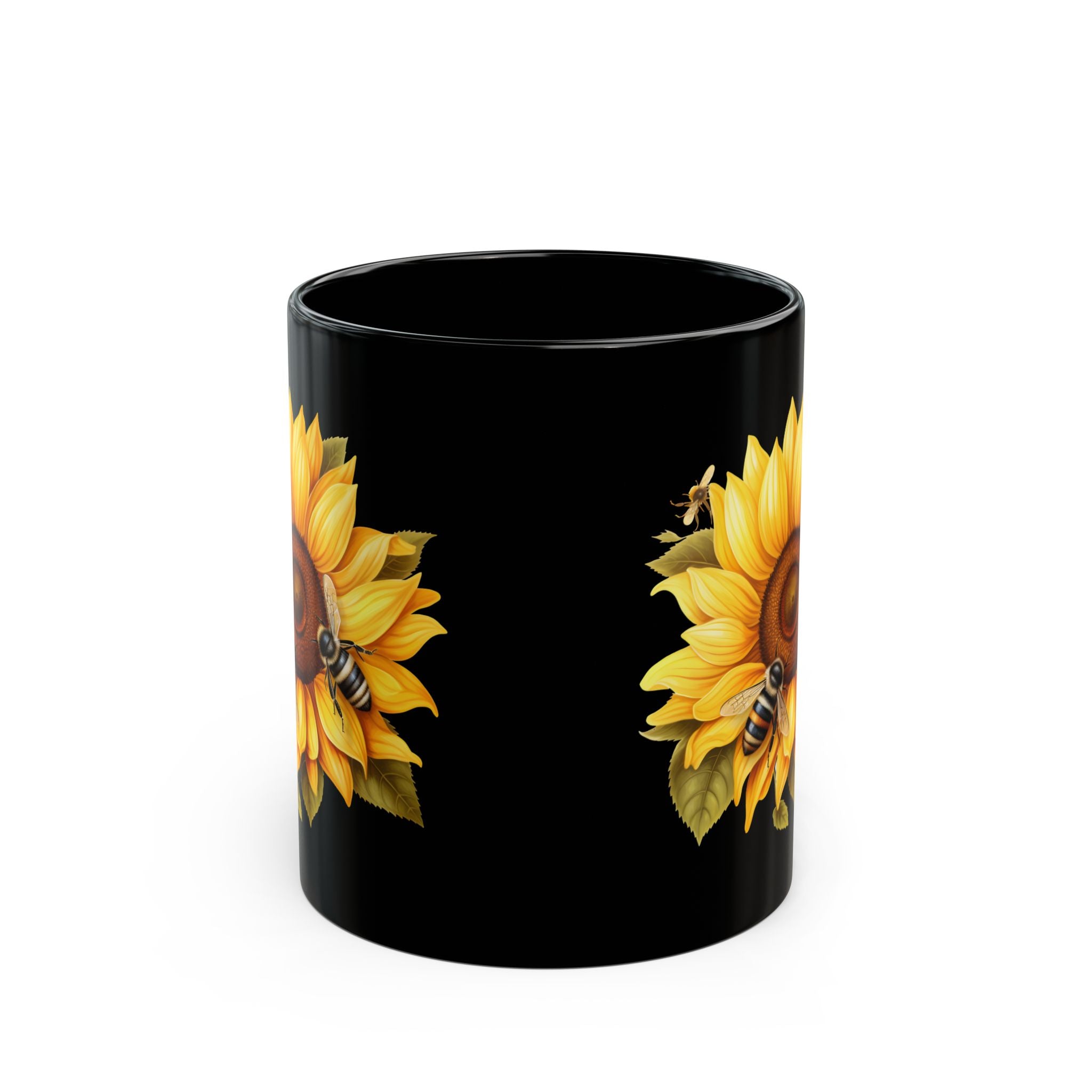 Sunflowers and Bees Black Mug (11oz, 15oz)