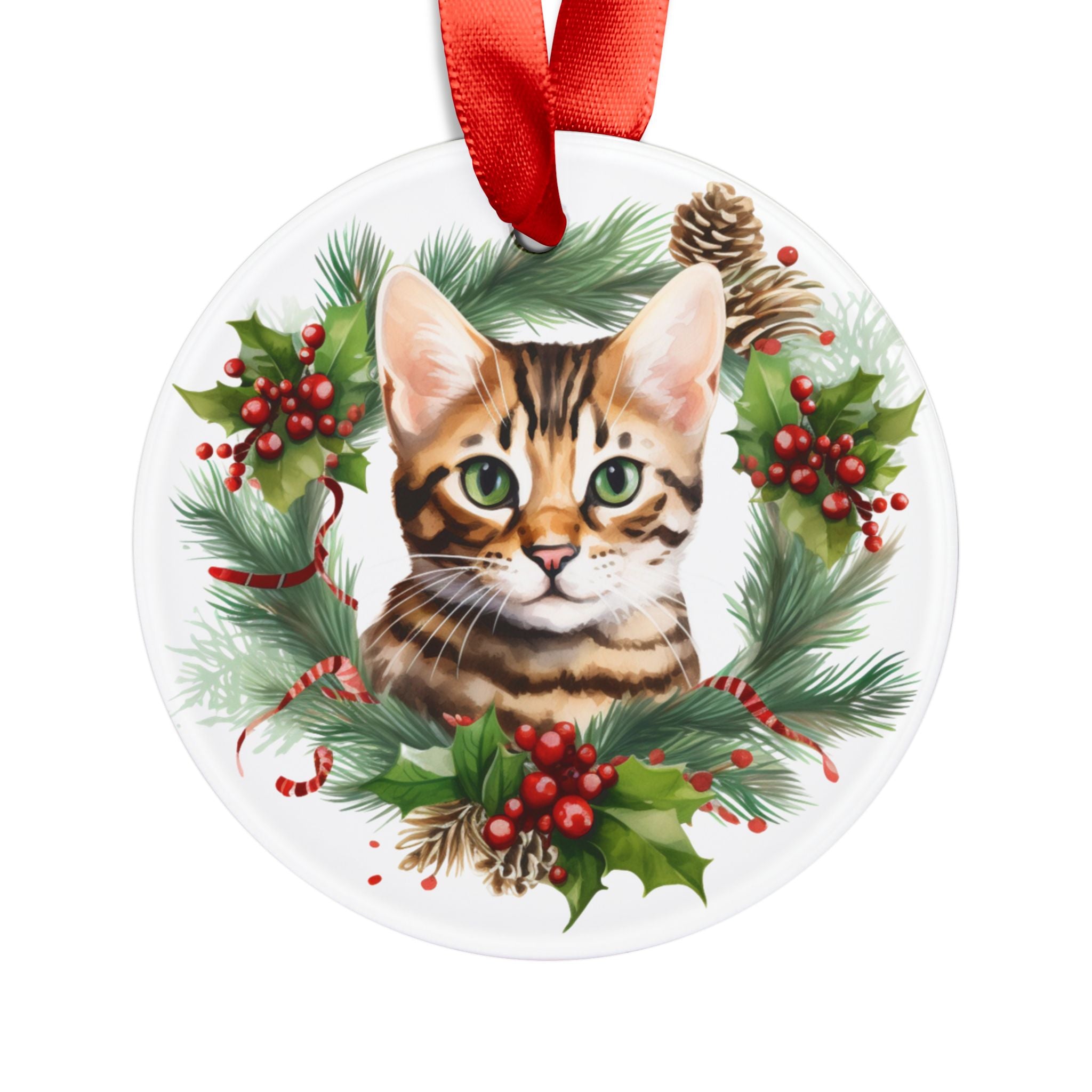 24 Breeds Christmas Cat Ornament with Ribbon