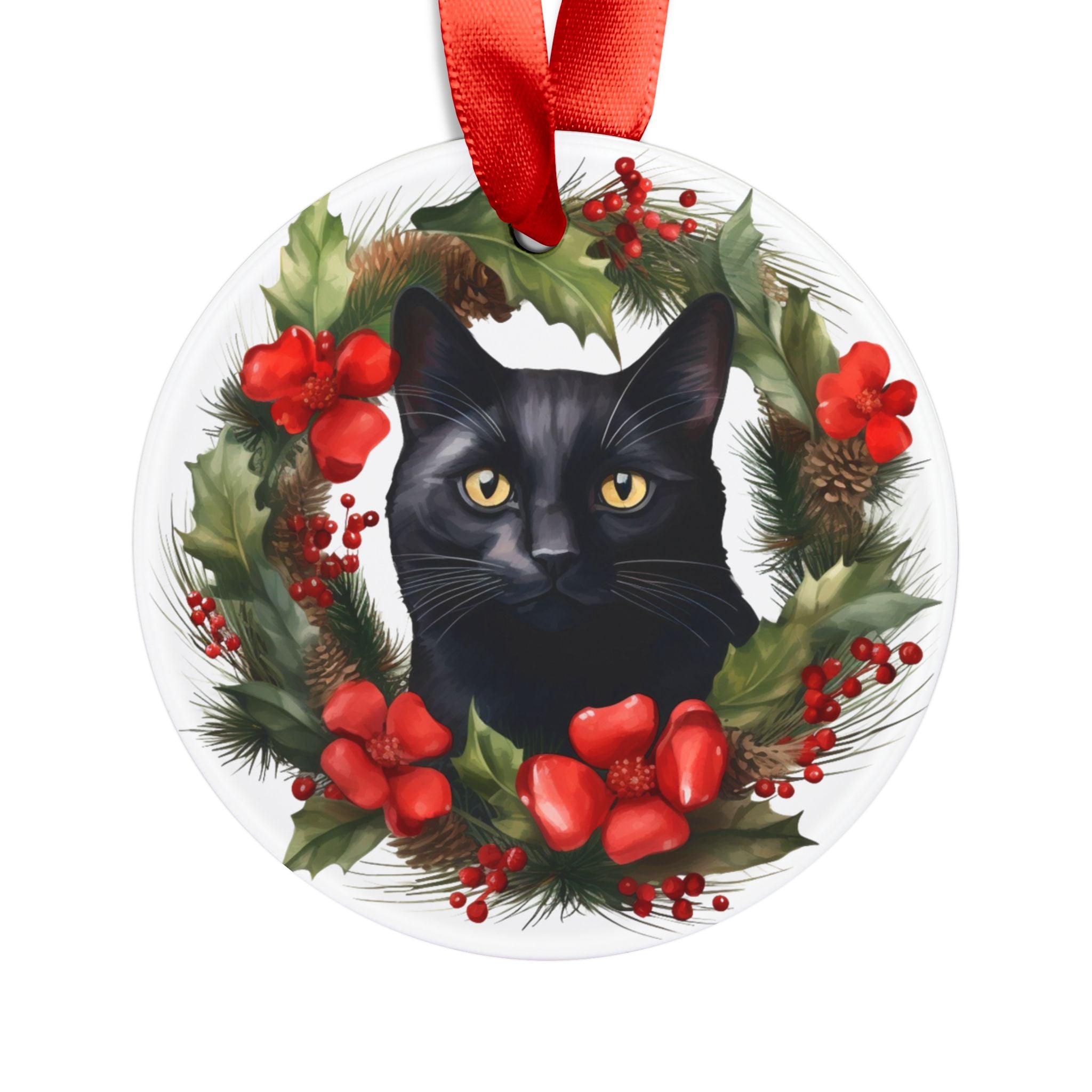 24 Breeds Christmas Cat Ornament with Ribbon