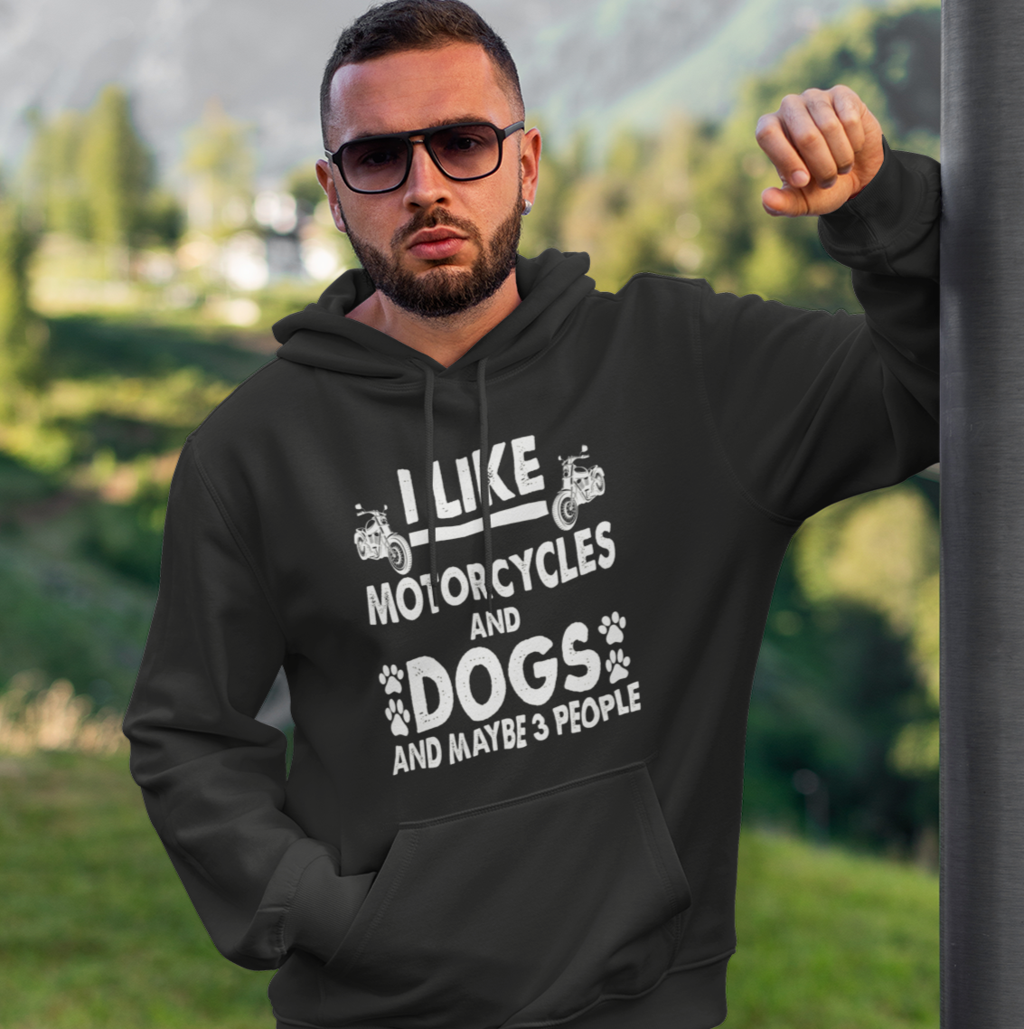 Motorcycles, Dogs, and 3 People Hoodie