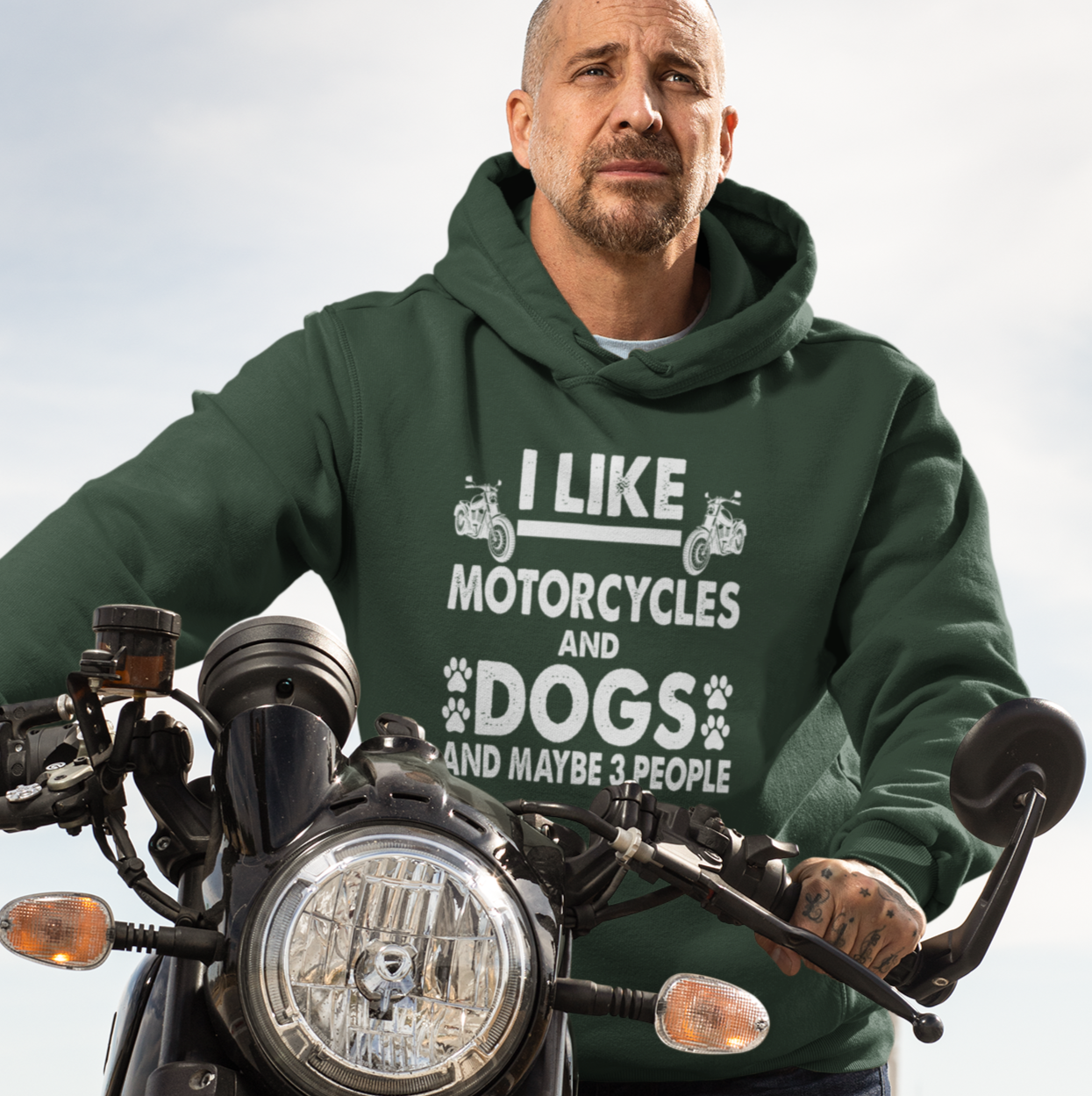 Motorcycles, Dogs, and 3 People Hoodie