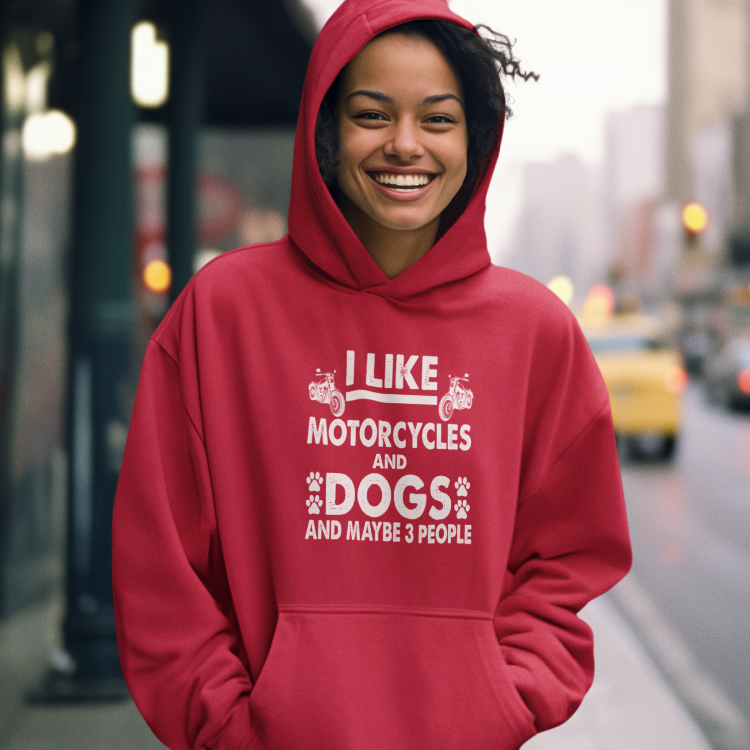 Motorcycles, Dogs, and 3 People Hoodie