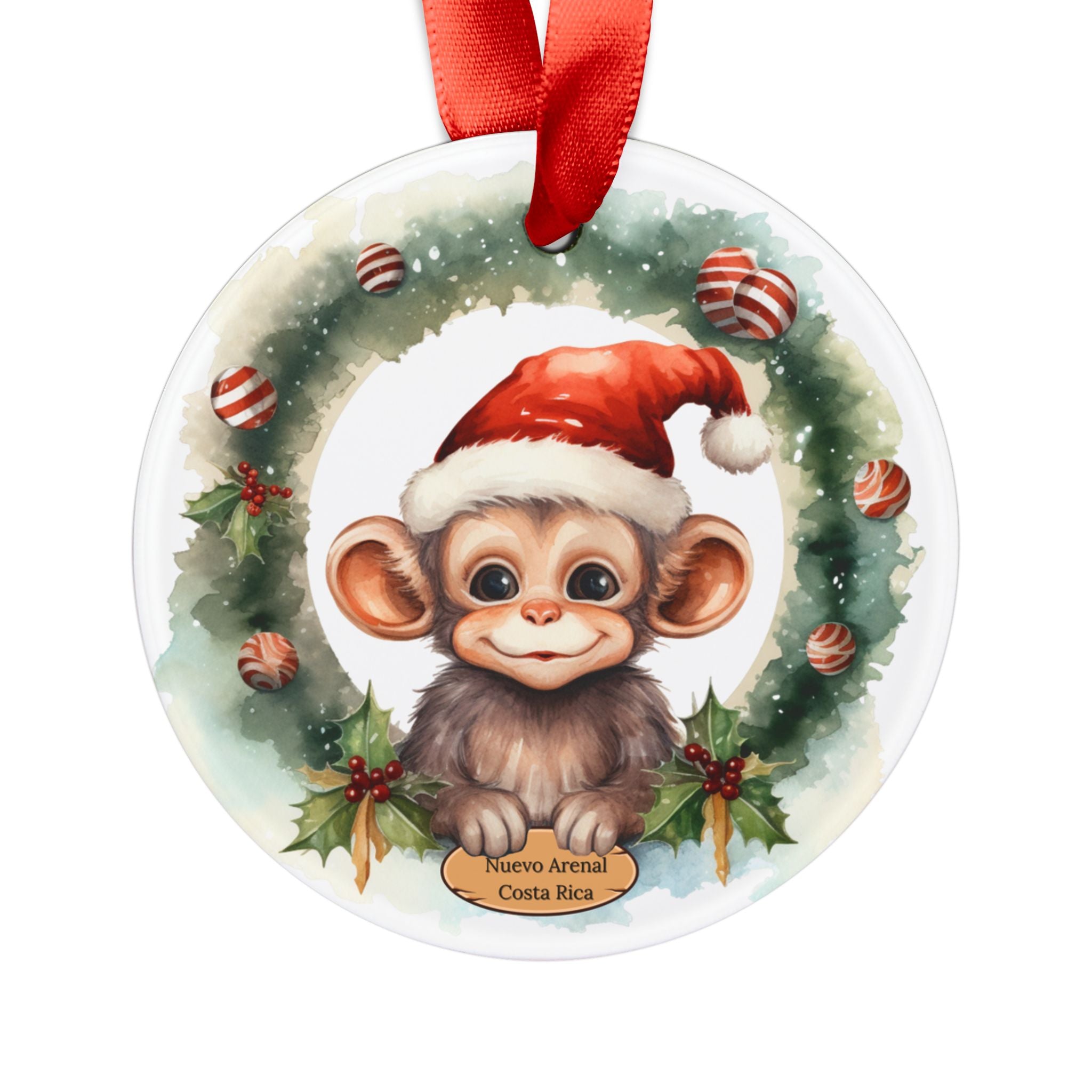 Baby Mono Ornament with Ribbon