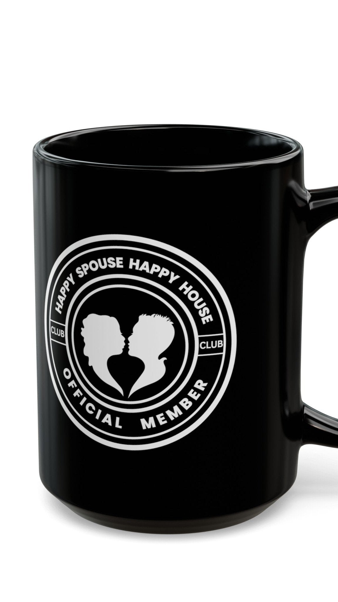 Lesbian Happy Spouse Happy House Black Mug (15oz)