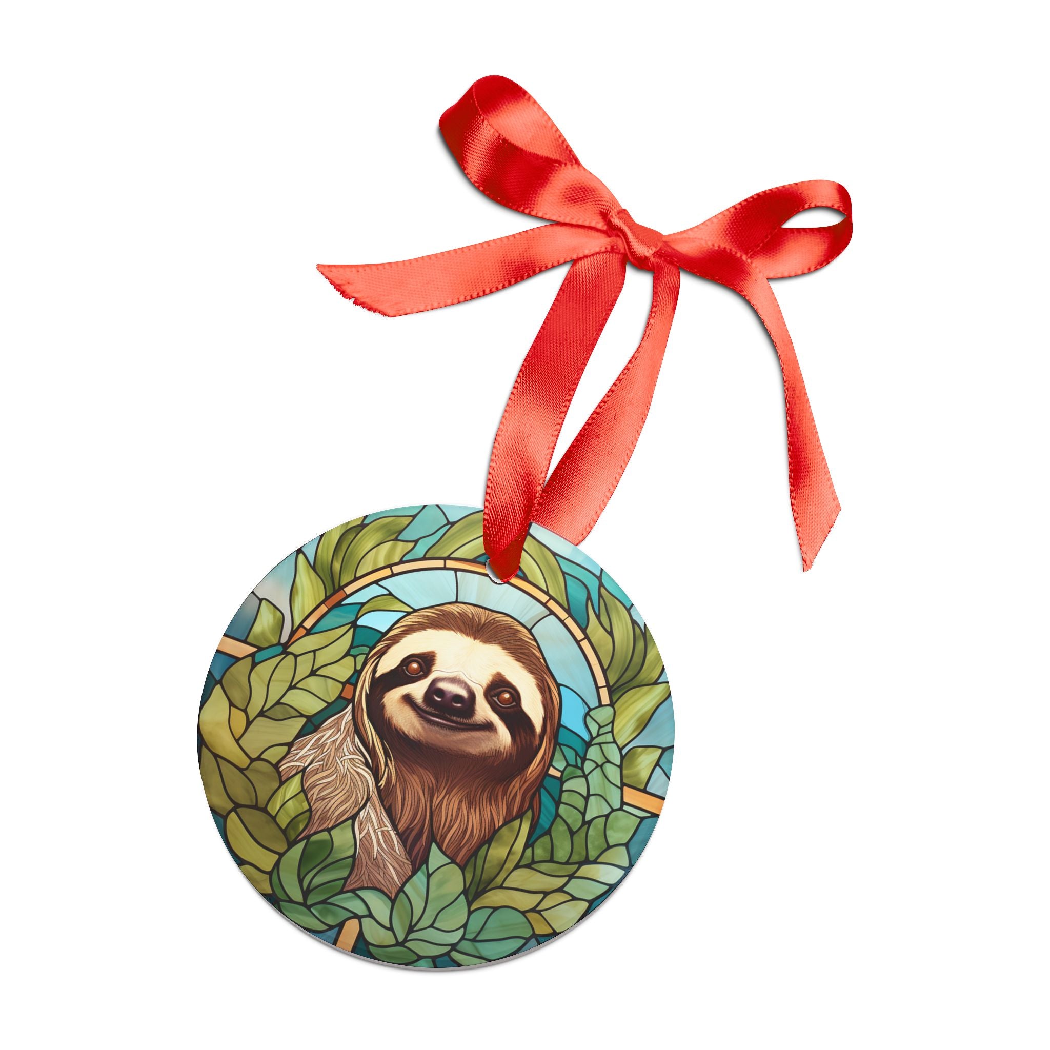 Sloth Ornament with Ribbon