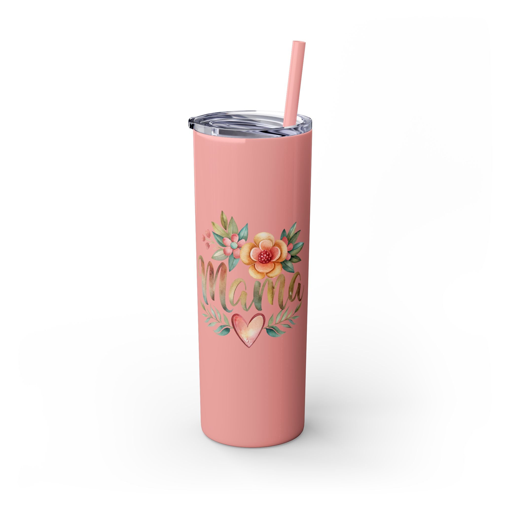 Floral Mama 20oz Skinny Tumbler with Straw - Perfect Gift for Moms