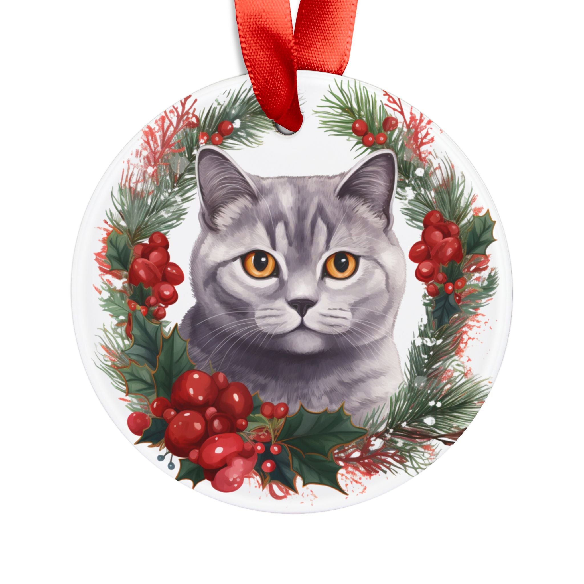 24 Breeds Christmas Cat Ornament with Ribbon