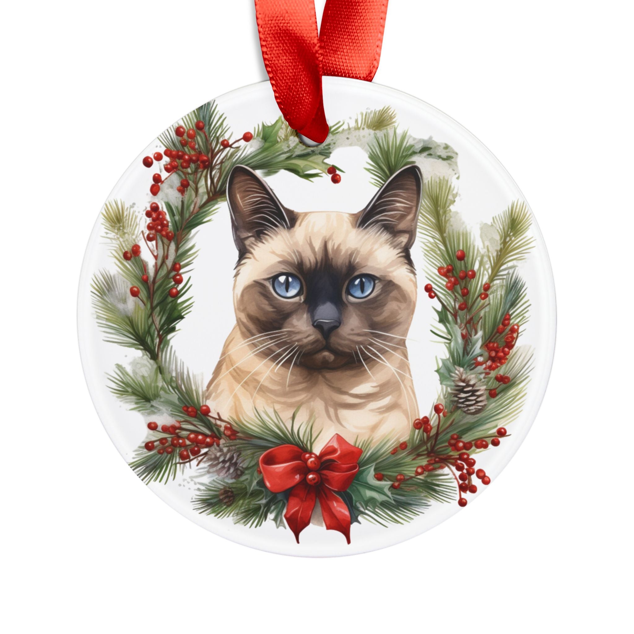 24 Breeds Christmas Cat Ornament with Ribbon