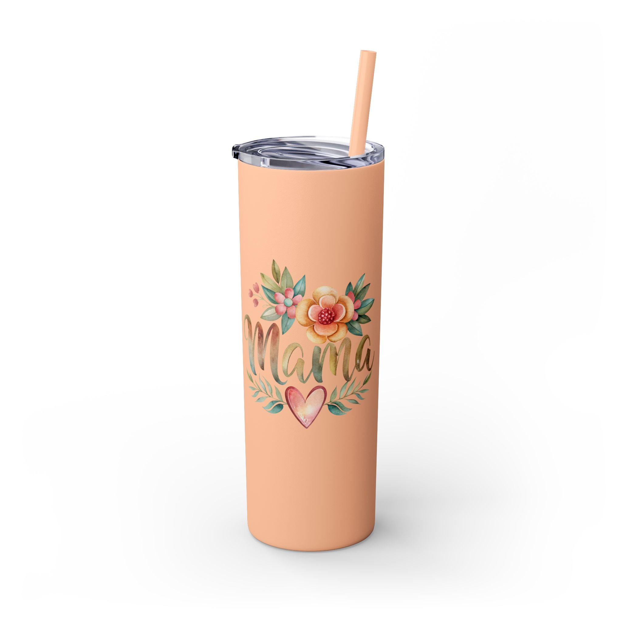 Floral Mama 20oz Skinny Tumbler with Straw - Perfect Gift for Moms