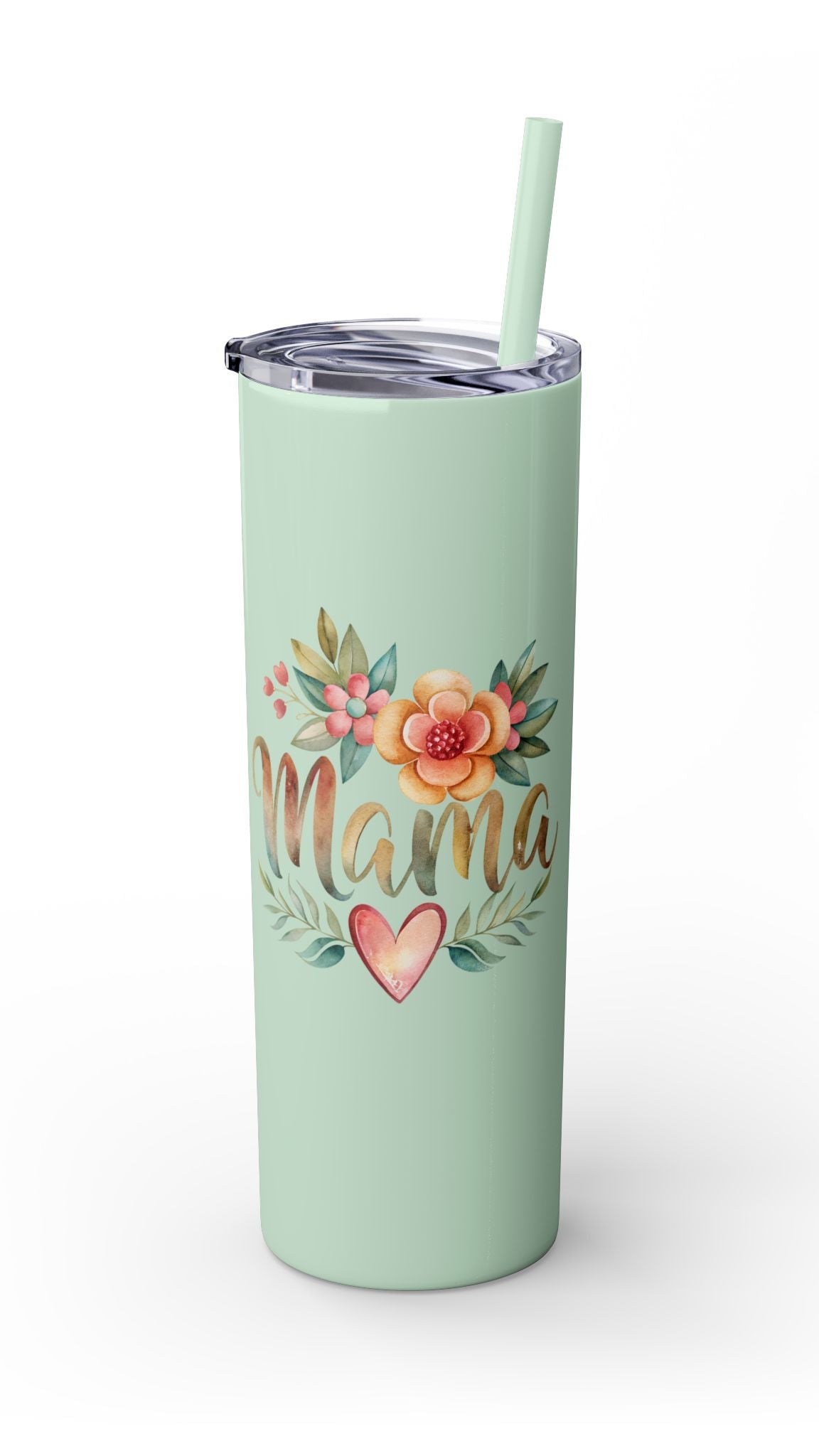 Floral Mama 20oz Skinny Tumbler with Straw - Perfect Gift for Moms