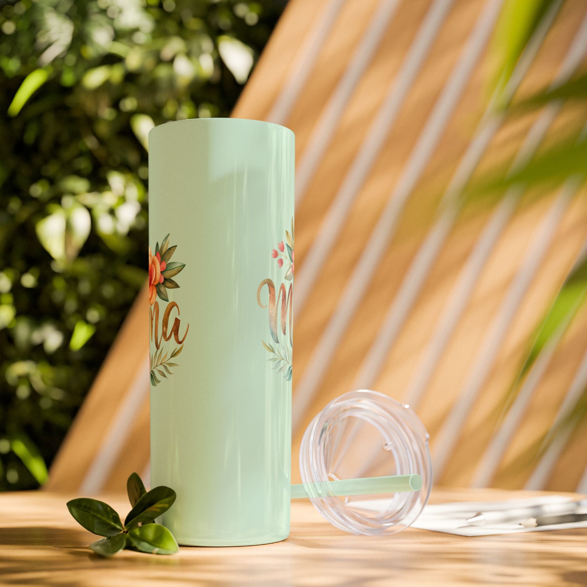 Floral Mama 20oz Skinny Tumbler with Straw - Perfect Gift for Moms