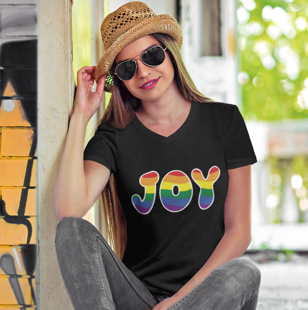 Rainbow Joy V-Neck Tee