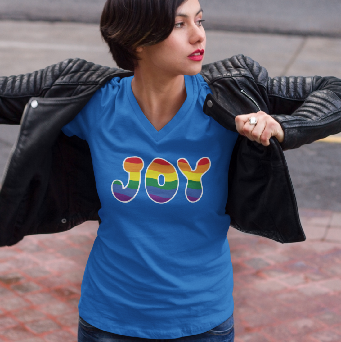 Rainbow Joy V-Neck Tee