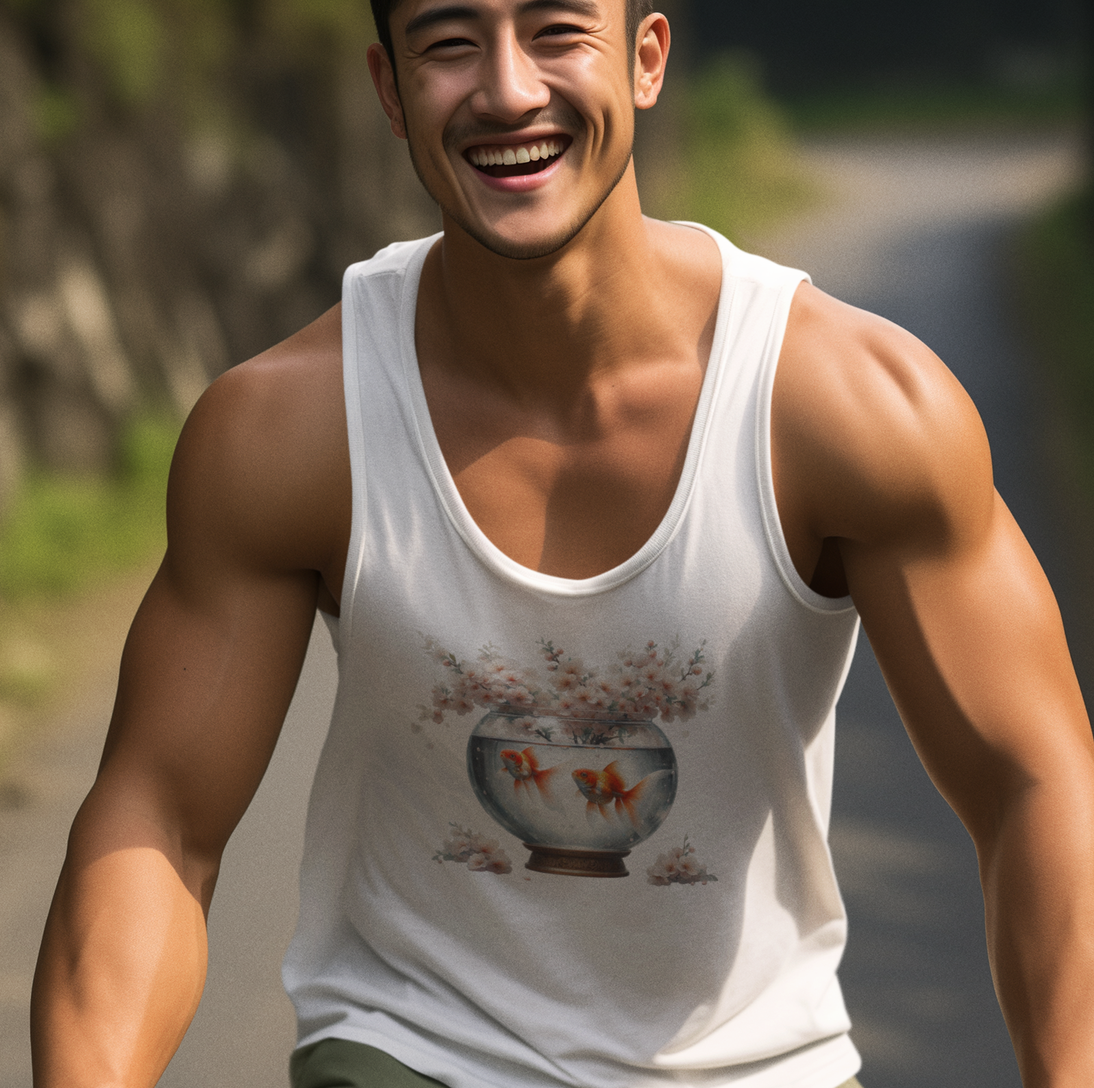 White Blossoms and Goldfish