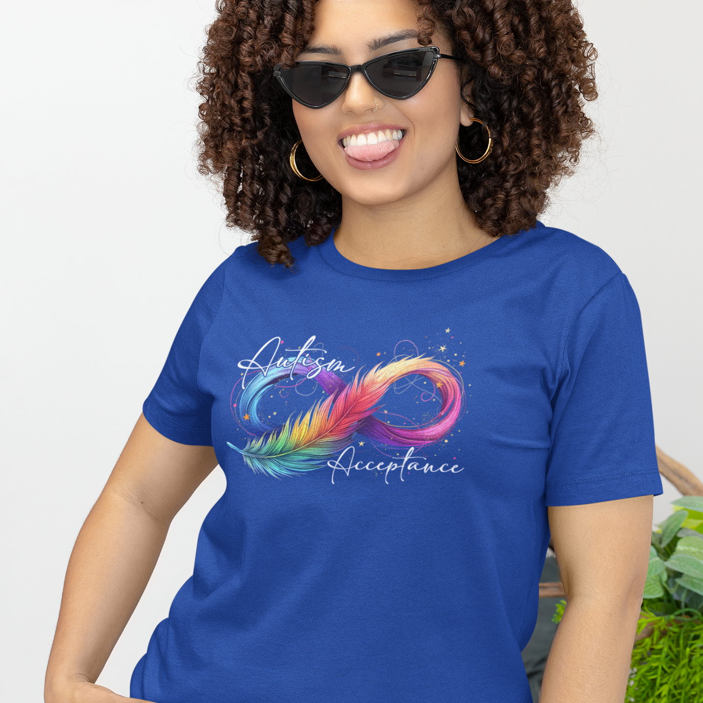 Autism Acceptance Rainbow Feather