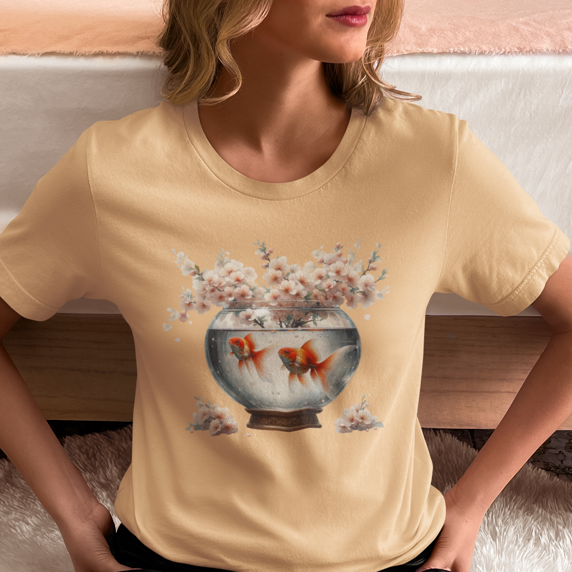 White Blossoms and Gold Fish