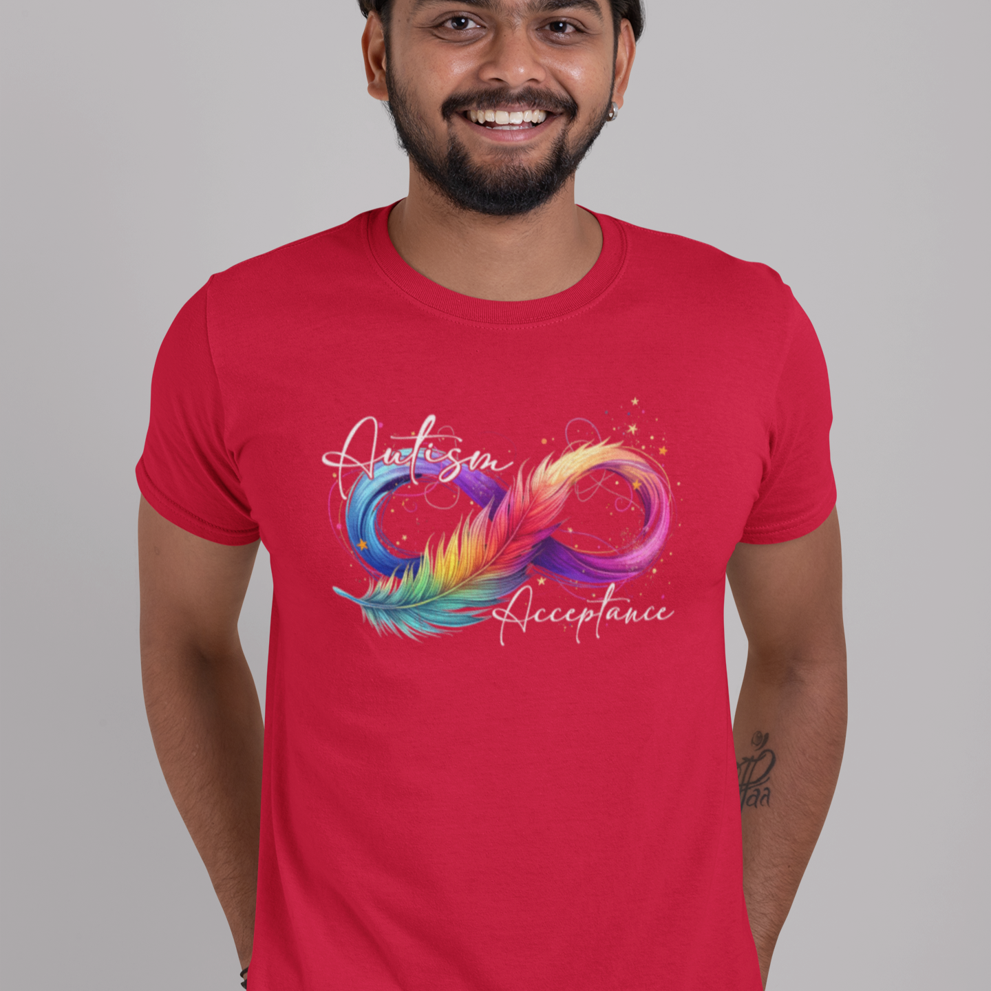 Autism Acceptance Rainbow Feather