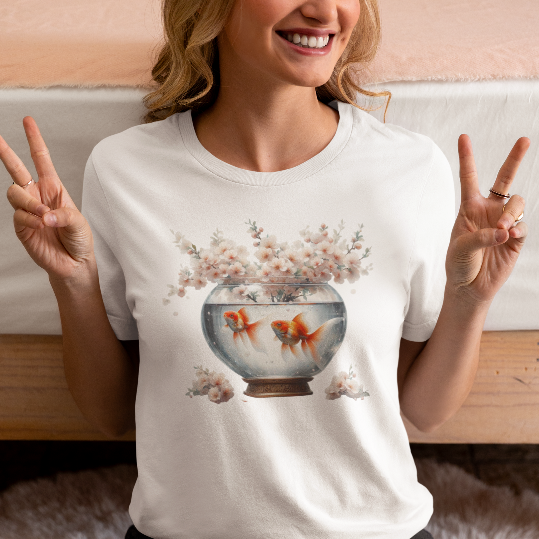 White Blossoms and Gold Fish