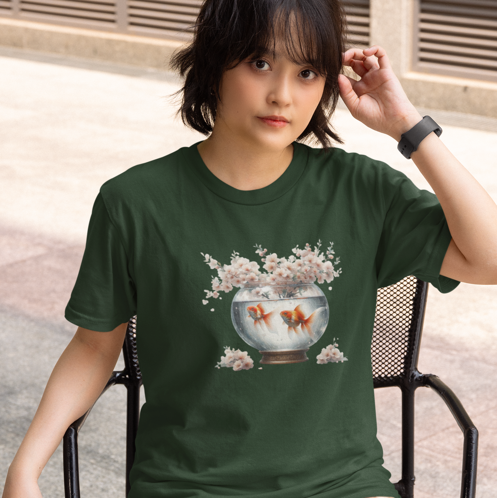 White Blossoms and Gold Fish