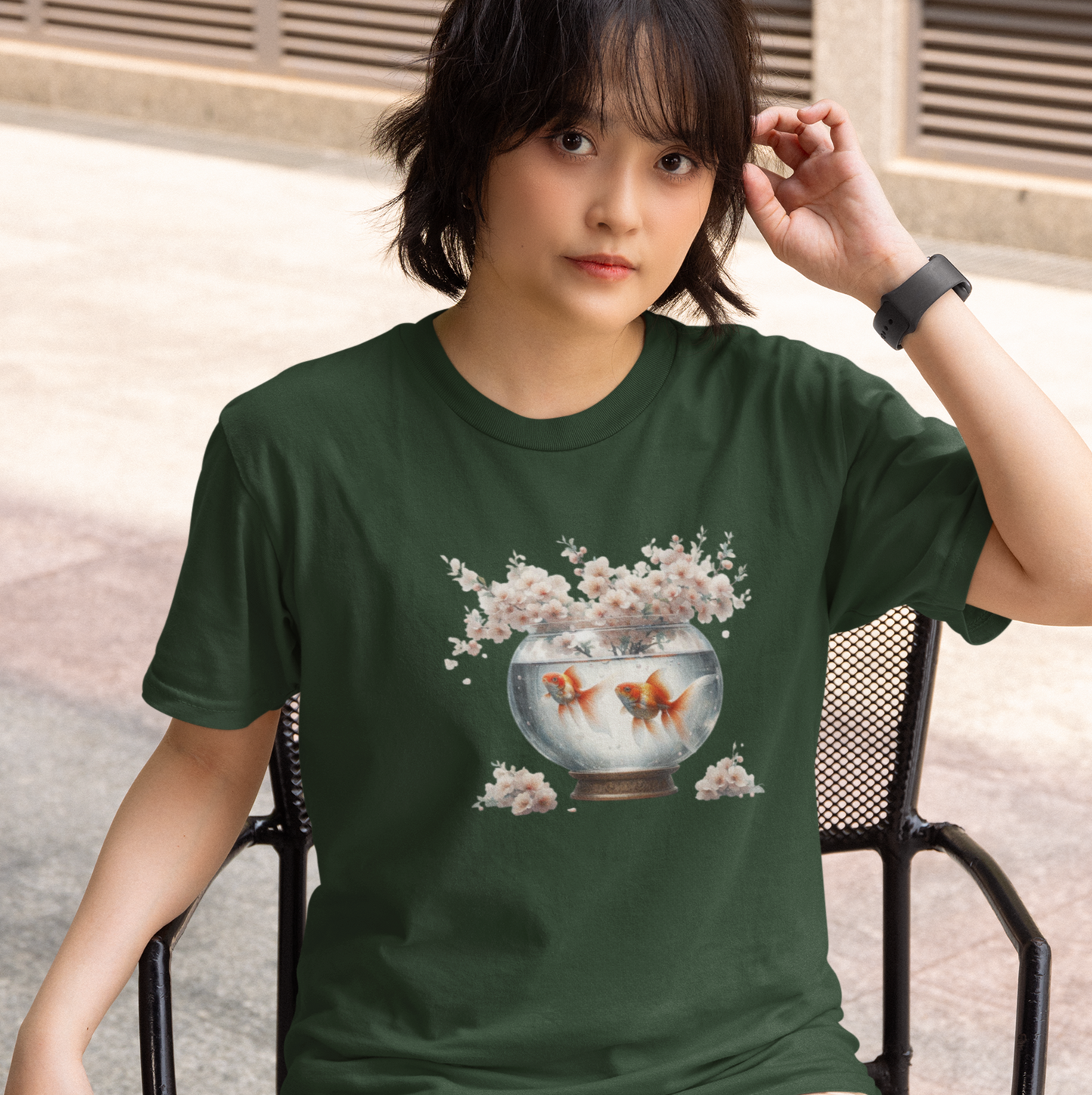 White Blossoms and Gold Fish
