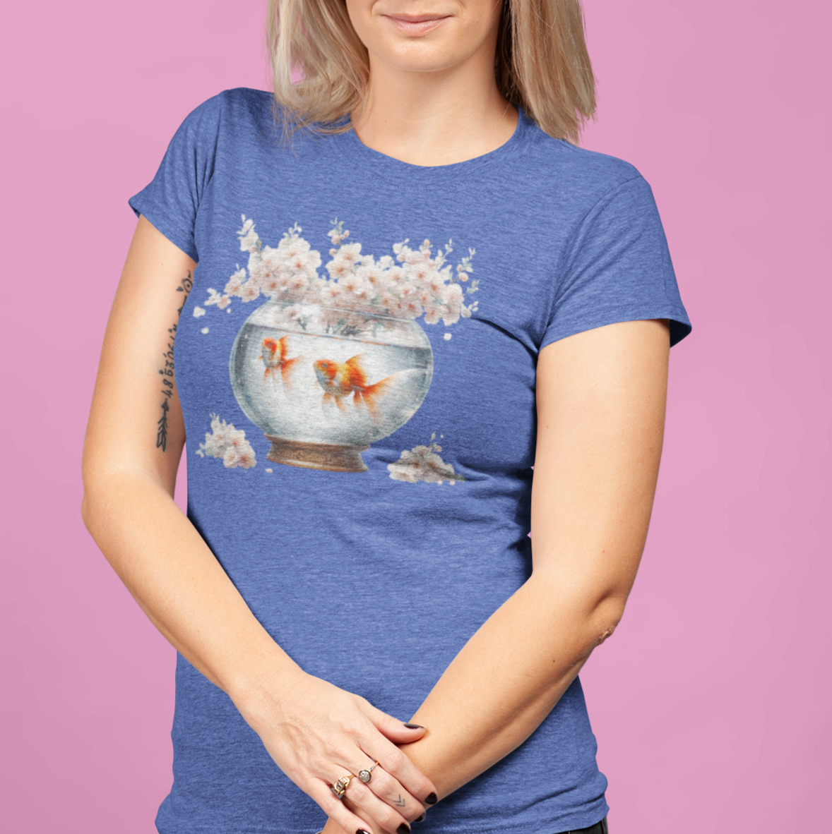 White Blossoms and Gold Fish