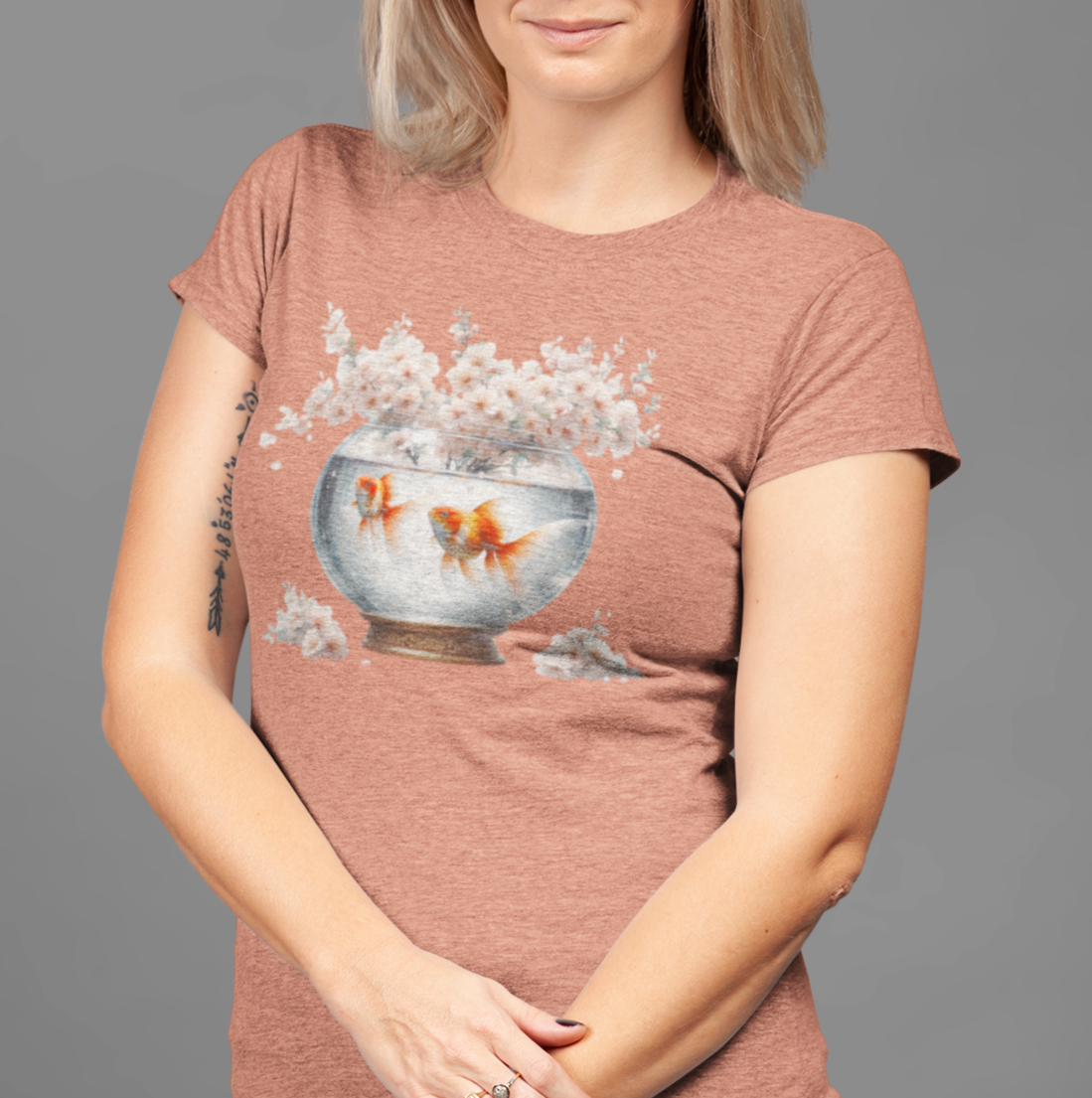 White Blossoms and Gold Fish