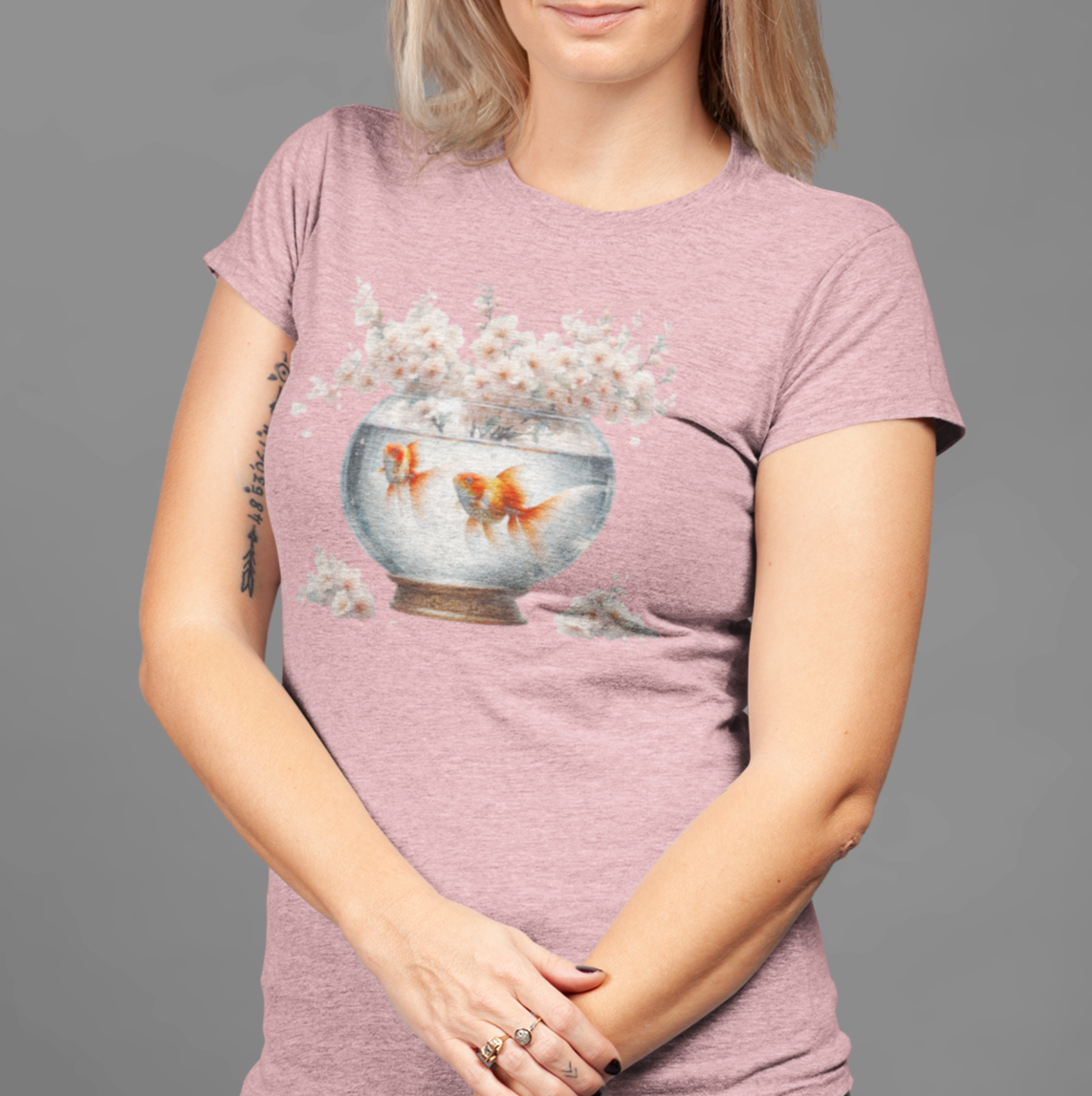 White Blossoms and Gold Fish