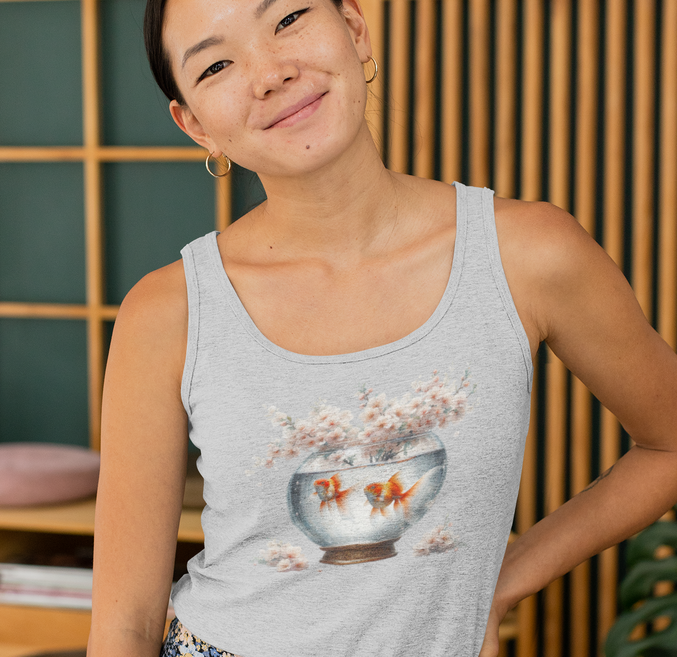 White Blossoms and Goldfish