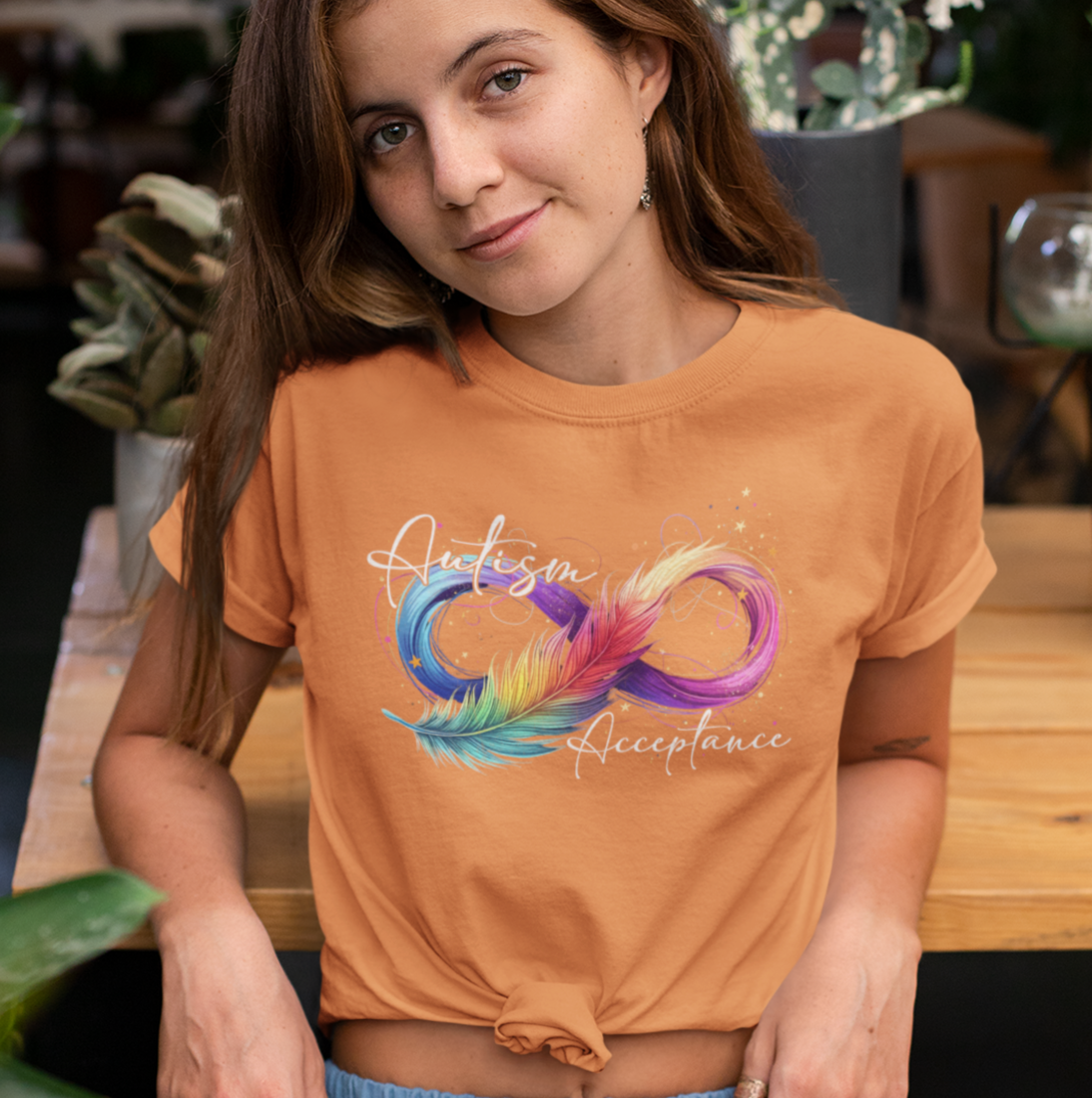 Autism Acceptance Rainbow Feather