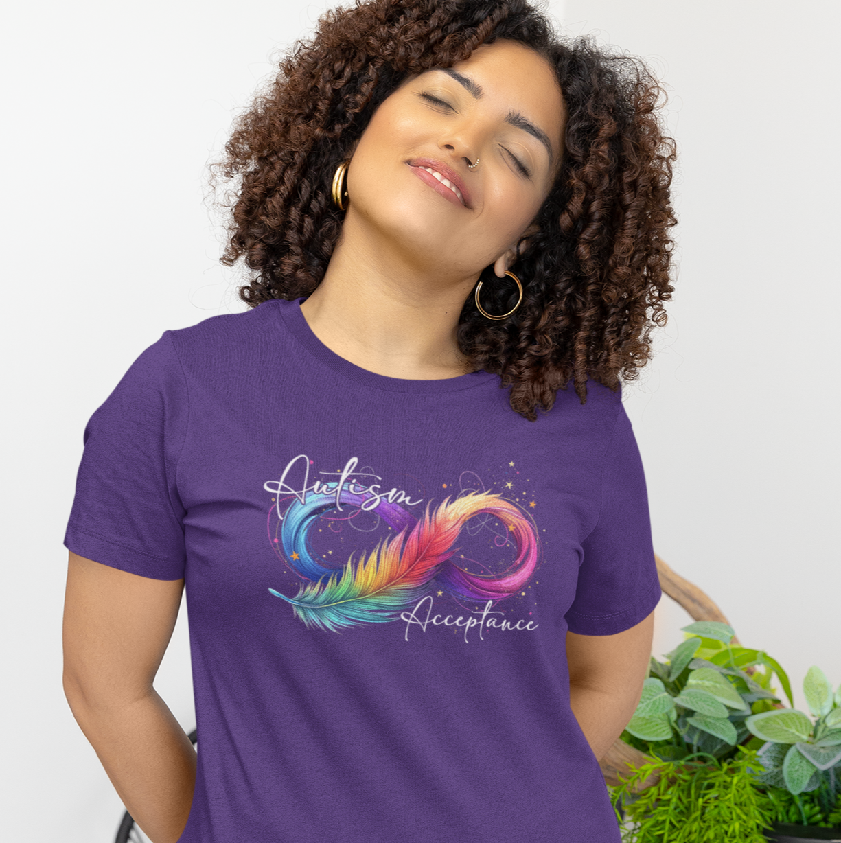 Autism Acceptance Rainbow Feather